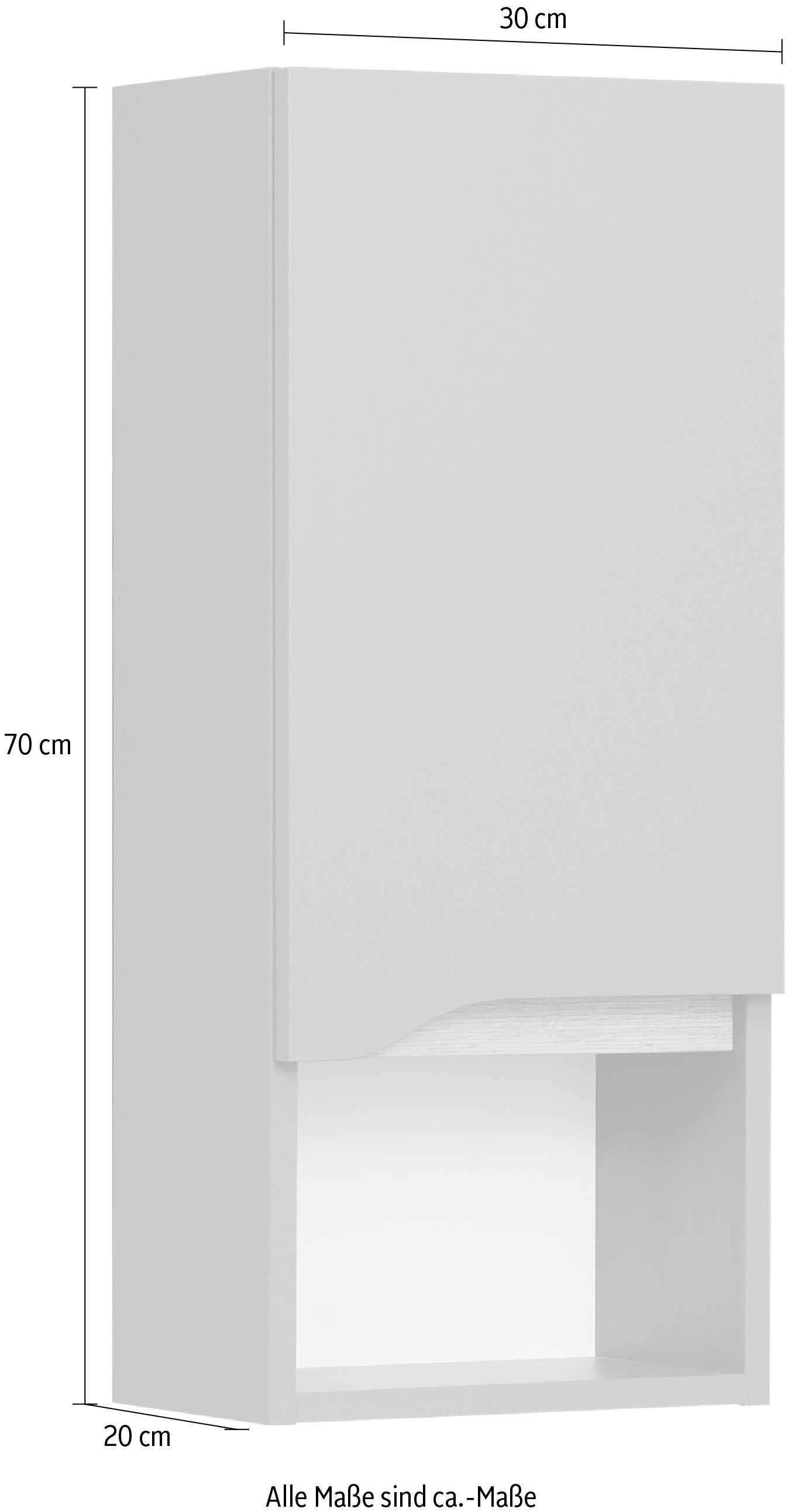 Saphir Hängeschrank »Quickset Wand-Badschrank 30 cm breit mit 1 Tür, 1 offenes Fach«, Badezimmer-Hängeschrank inkl. Türdämpfer, grifflos