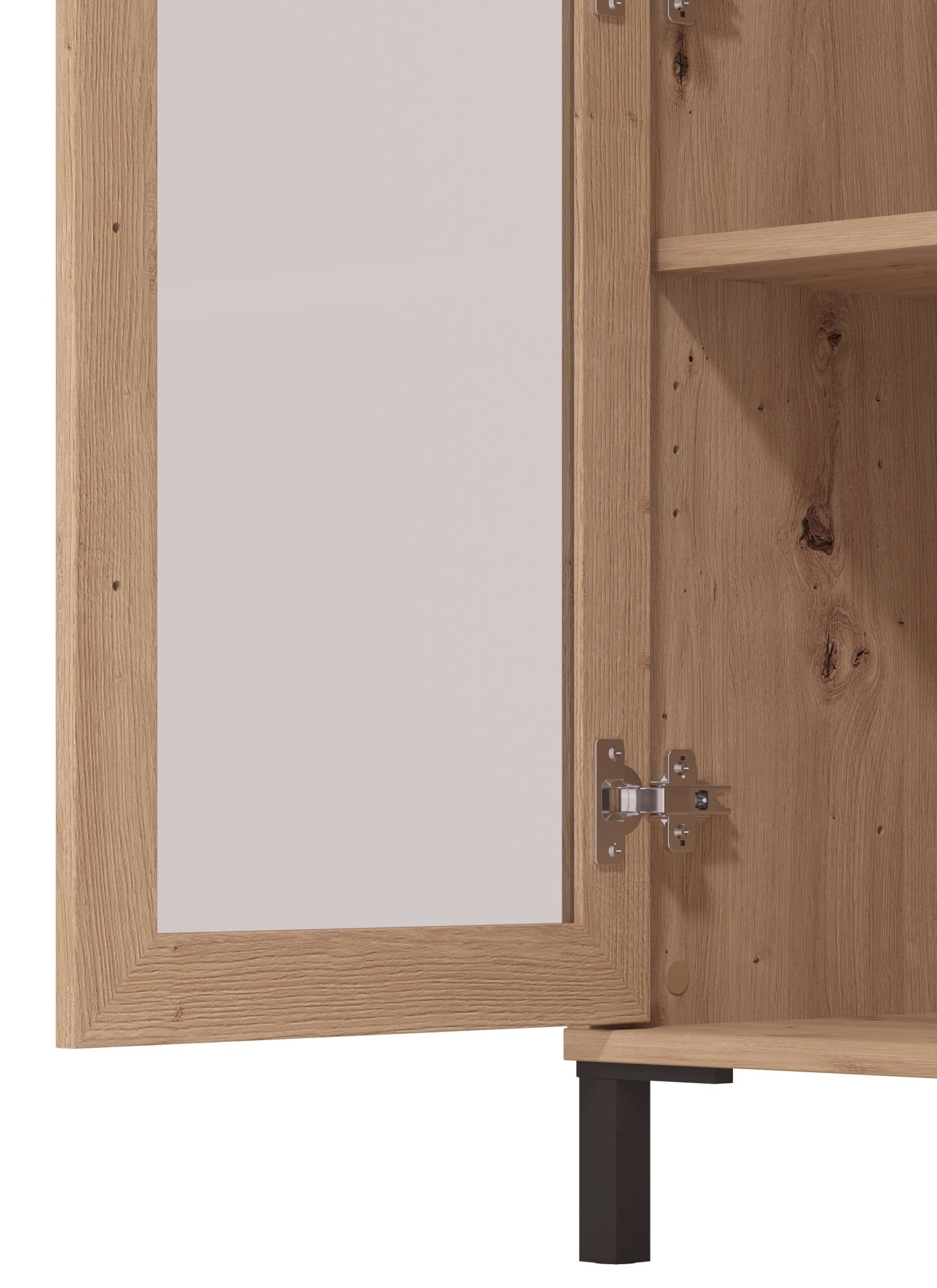 Home affaire Highboard »LAVAL, Hochkommode, Vitrine, Glasvitrine, Kombi-Highboard« Modernes Highboard in Artisan-Dekor mit Glasfront & Lamellen-Optik