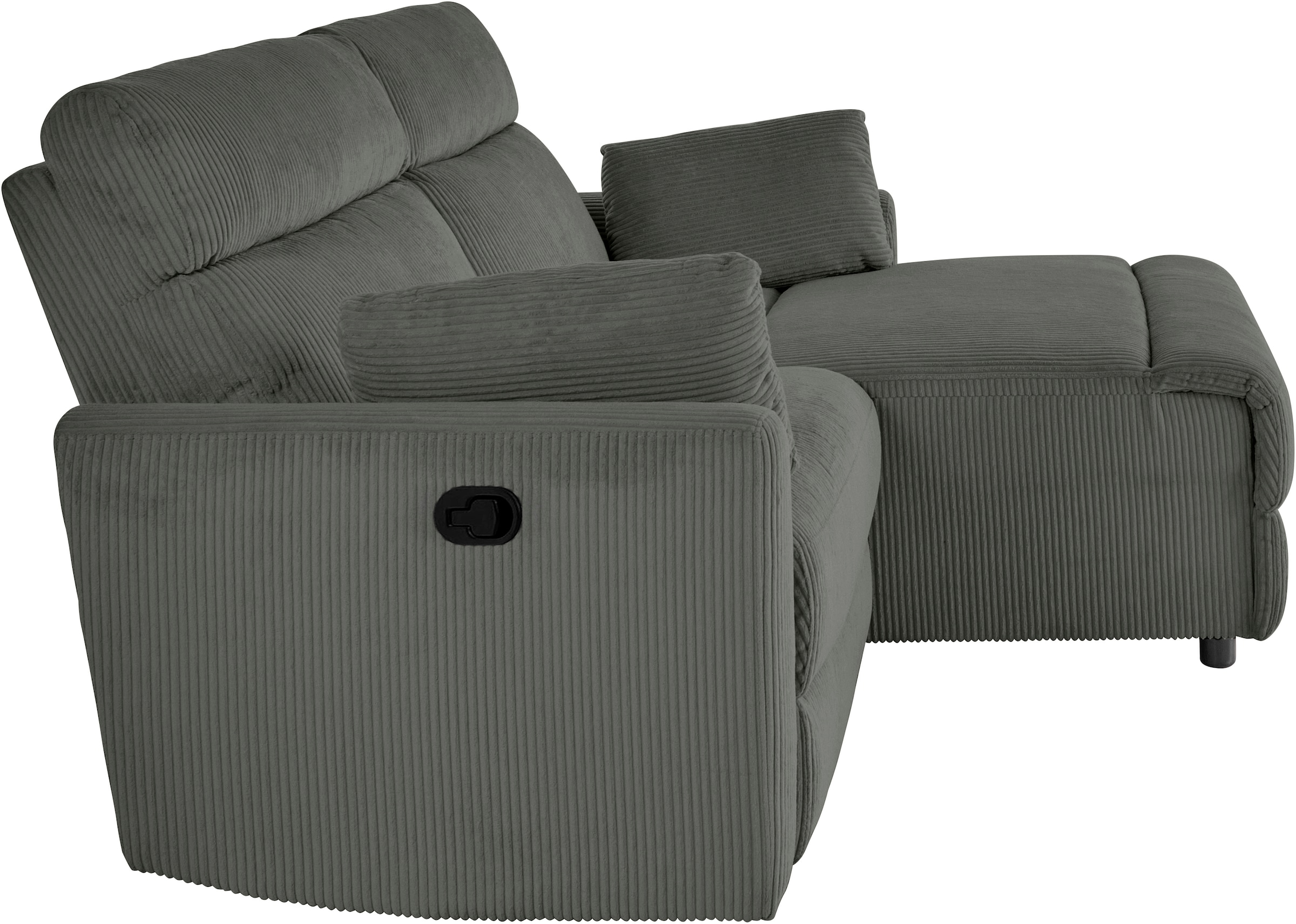 INOSIGN Ecksofa »JENNA, L-Form, 209cm, manuelle u. elektrische Funktion, mit USB A/C,«, Liegefunktion 105°-150°, Federkern, Cord