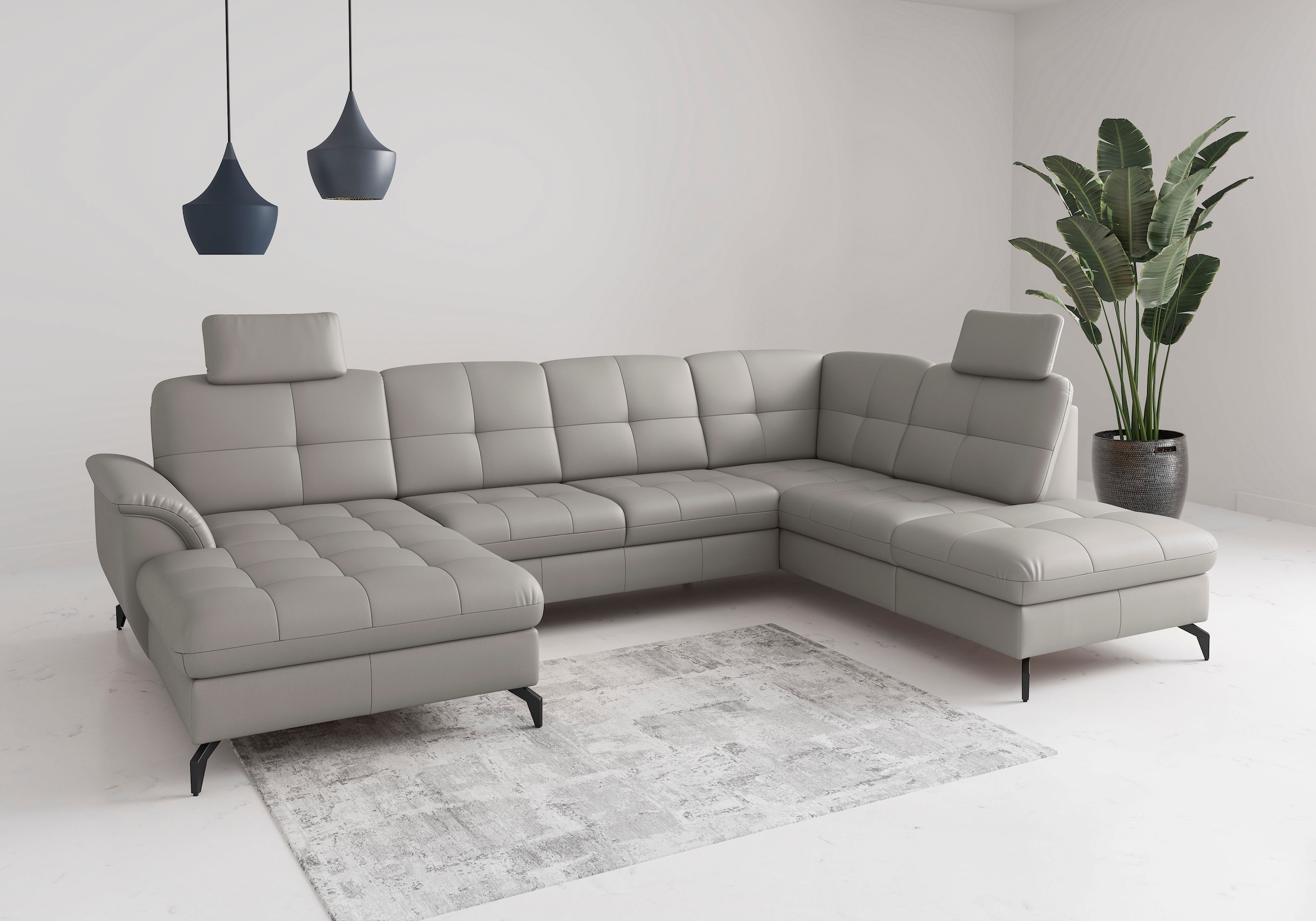 Wohnlandschaft SIT & MORE "Zora", light grau, T:212cm, Sofas, Wohnlandschaft 8