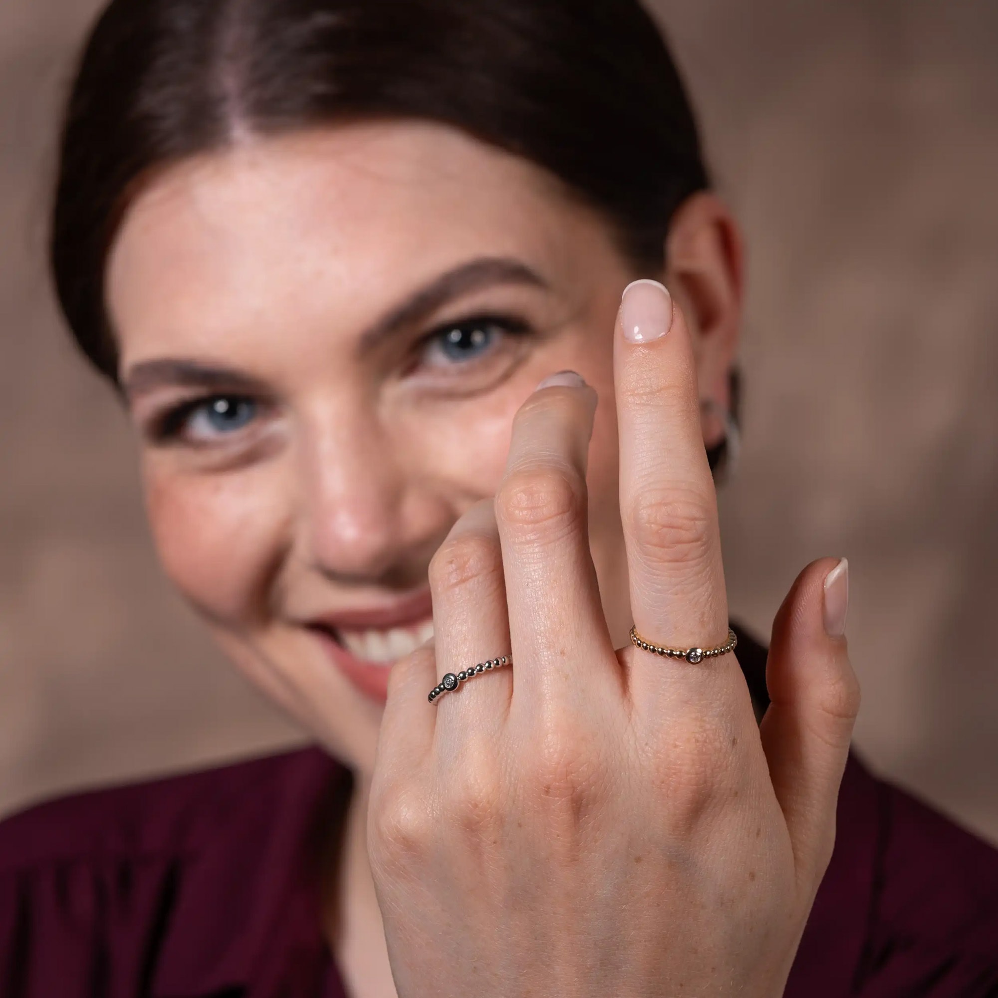 LYOMI Fingerring »585/-Gelbgold 1 synth. Diam. 0,04ct.«