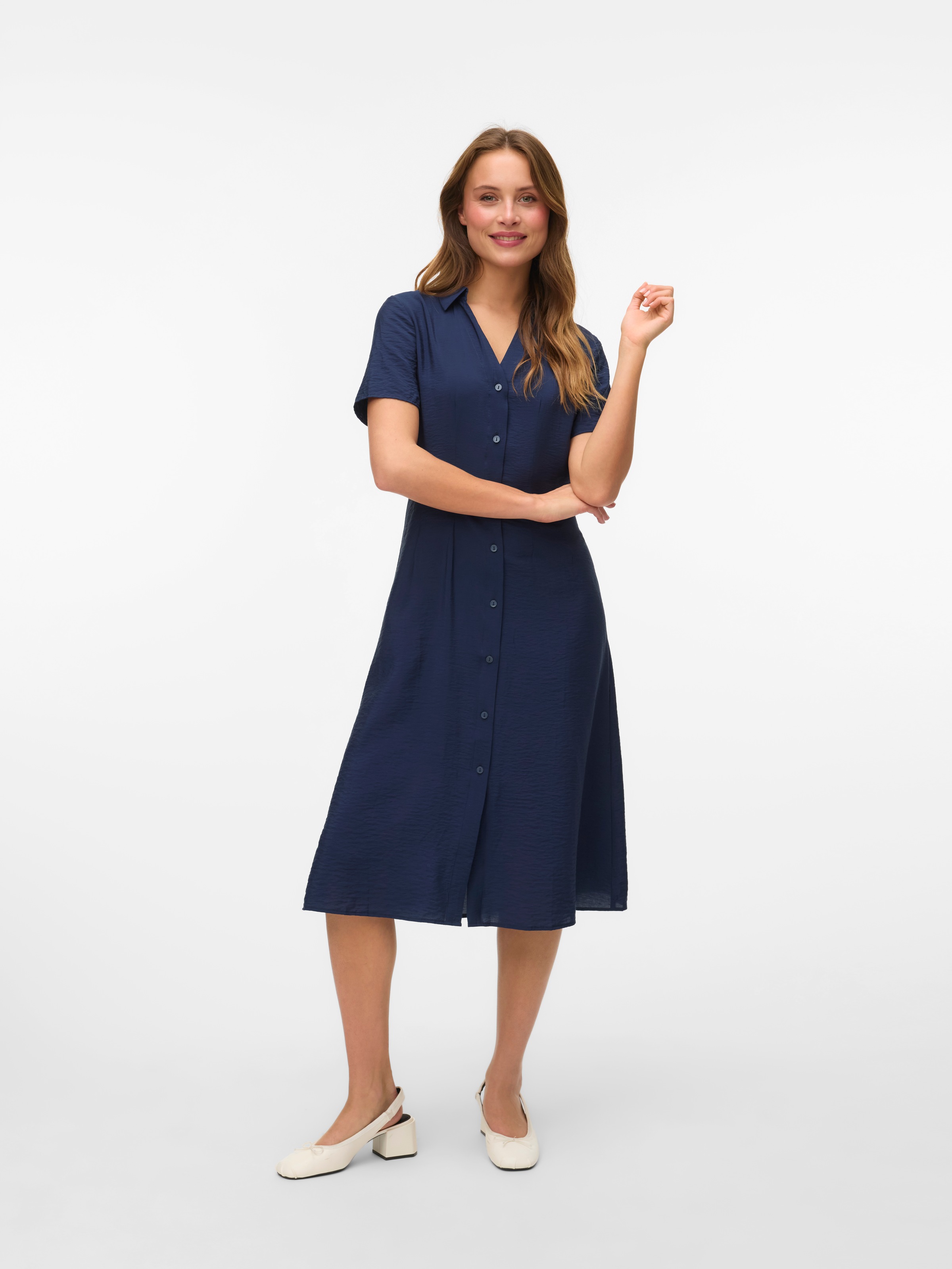Thumbnail - Vero Moda Blusenkleid "VMJOSIE S/S CALF SHIRT DRESS WVN GA" Viskosemischung, regular fit