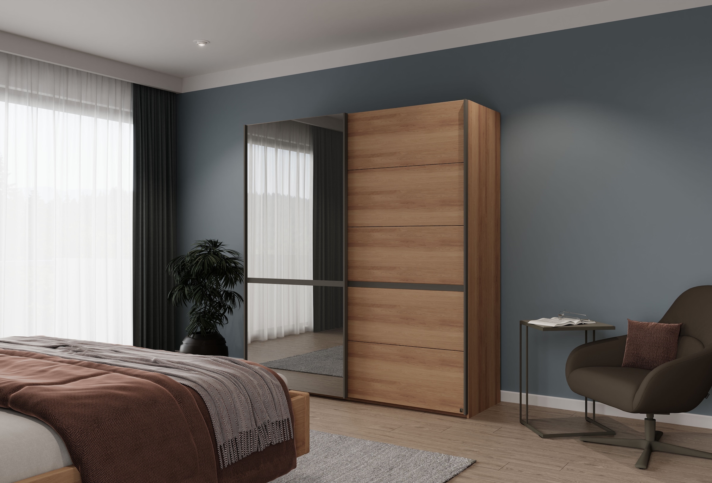 Musterring Schwebetürenschrank »Sorrent, Kleiderschrank, Schrank, Schiebetüren« Teilmassiv Eiche, MADE IN GERMANY,  Türen in Eiche massiv mit Kassetten-Optik, verschiedene Maße verfügbar