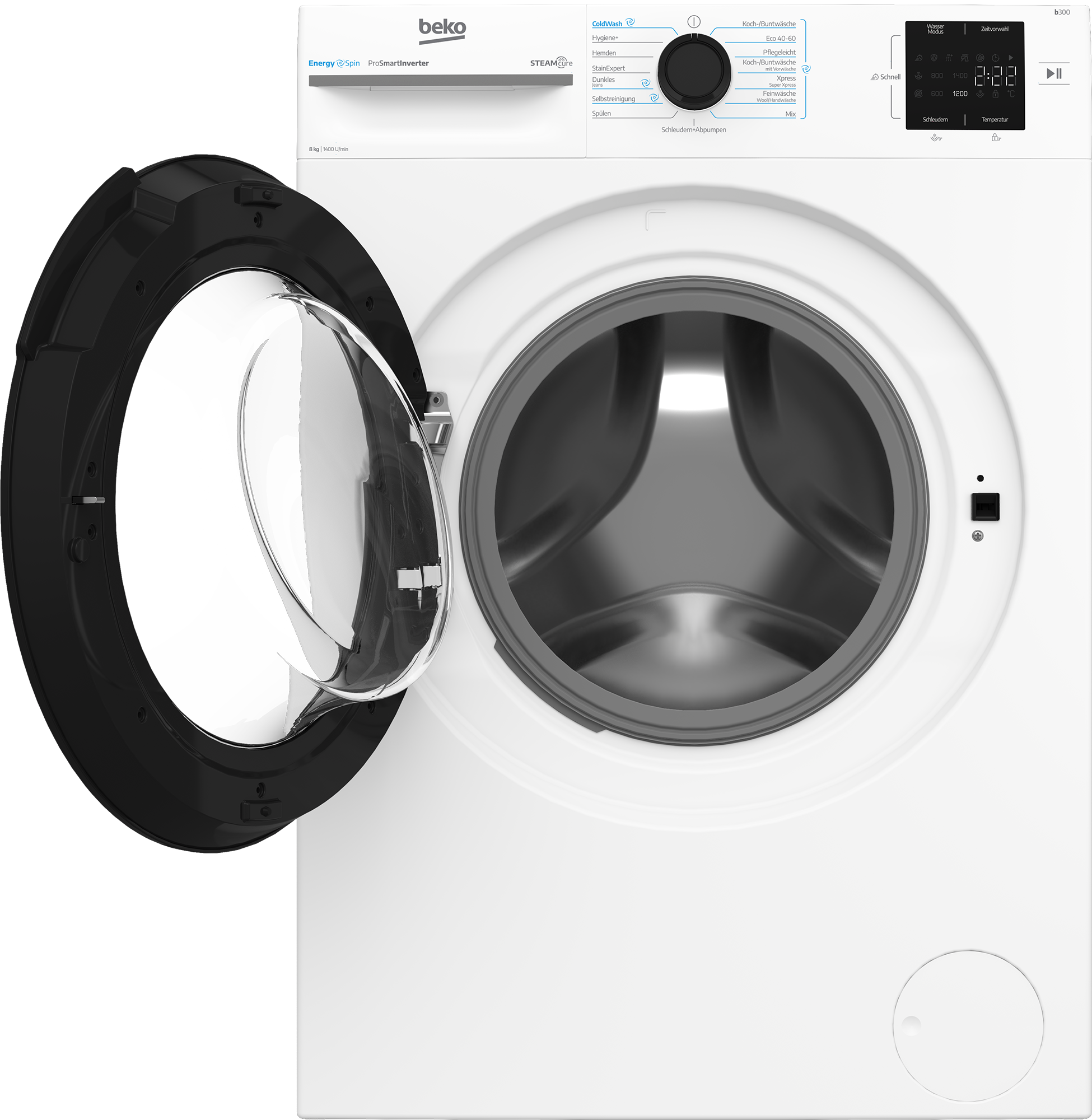 BEKO Waschmaschine »BM3WFU3841X« 8 kg 1400 U/min EnergySpin – optimierte Waschbewegungen für gründliche Reinigung.