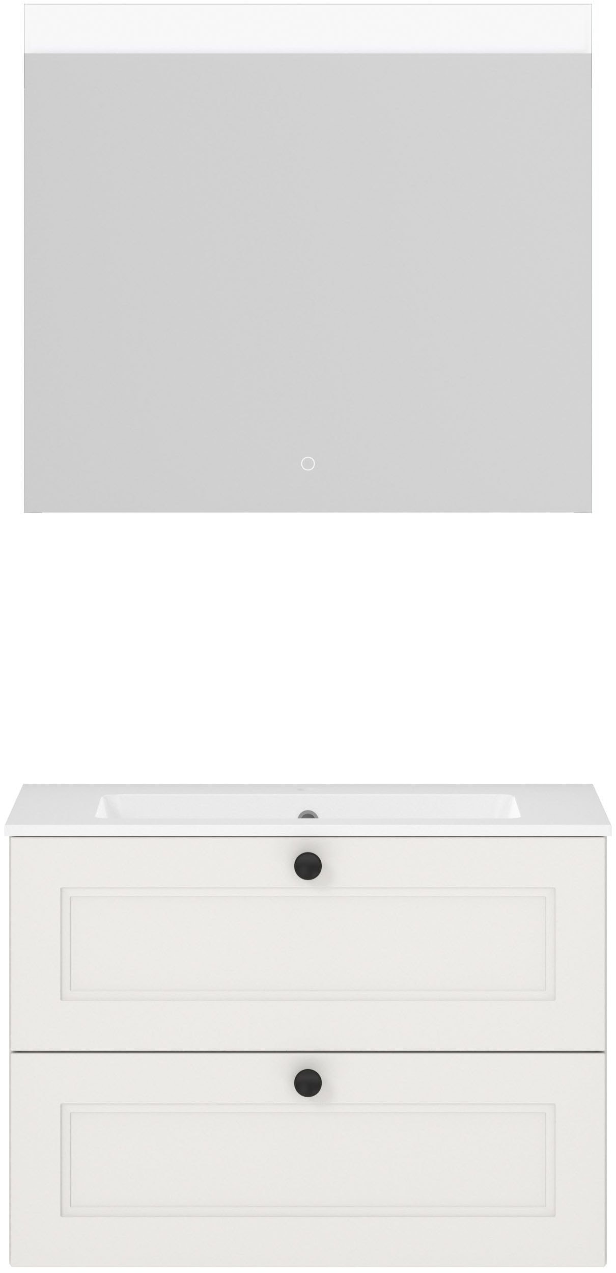 nobilia "Cascada" Set, mit Waschbecken, inkl. beleuchtetem Spiegel mit Touch-Sensor, 2 Stk. tlg.