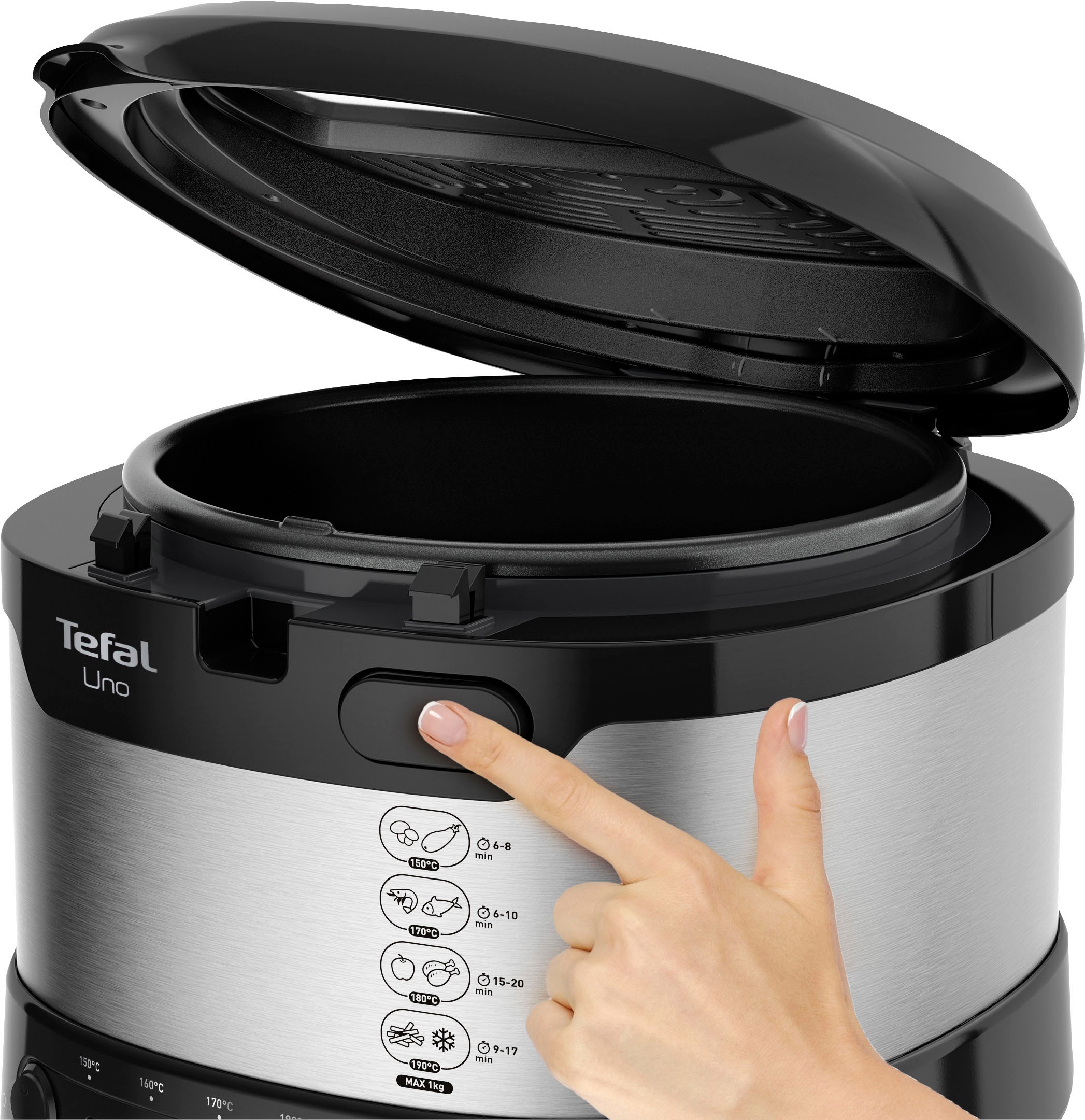 Tefal Fritteuse »UNO M Edelstahl«, 1600 W, Kapazität 1kg, Thermostat, Sichtfenster, Abtropfposition, FF215
