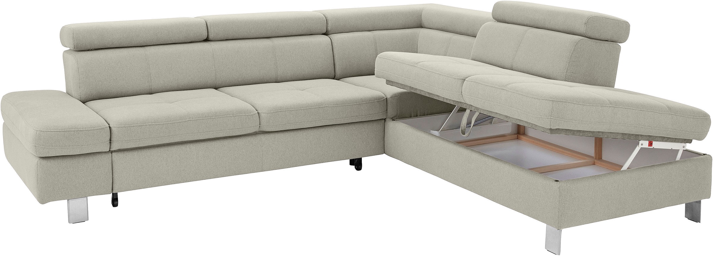 exxpo - sofa fashion Ecksofa »Fiji, L-Form«, mit Kopf- bzw. Rückenverstellung, wahlweise mit Bettfunktion