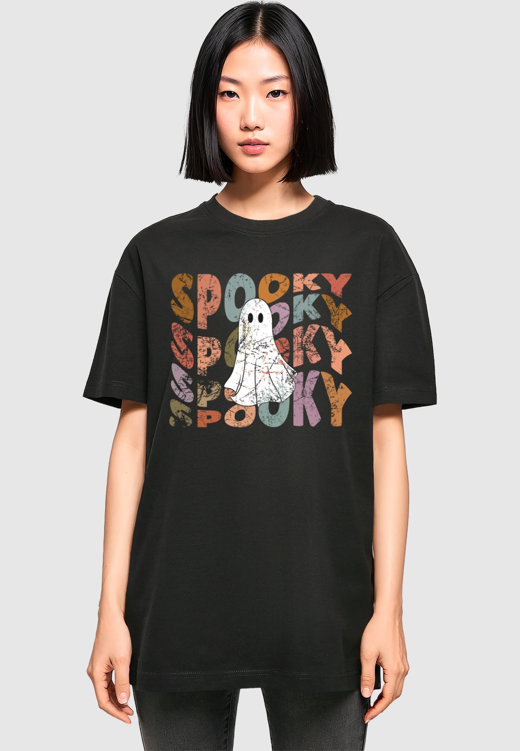 Thumbnail - Merchcode T-Shirt "Merchcode Ladies Halloween - Spooky Ghost Tee", 1 Stk.