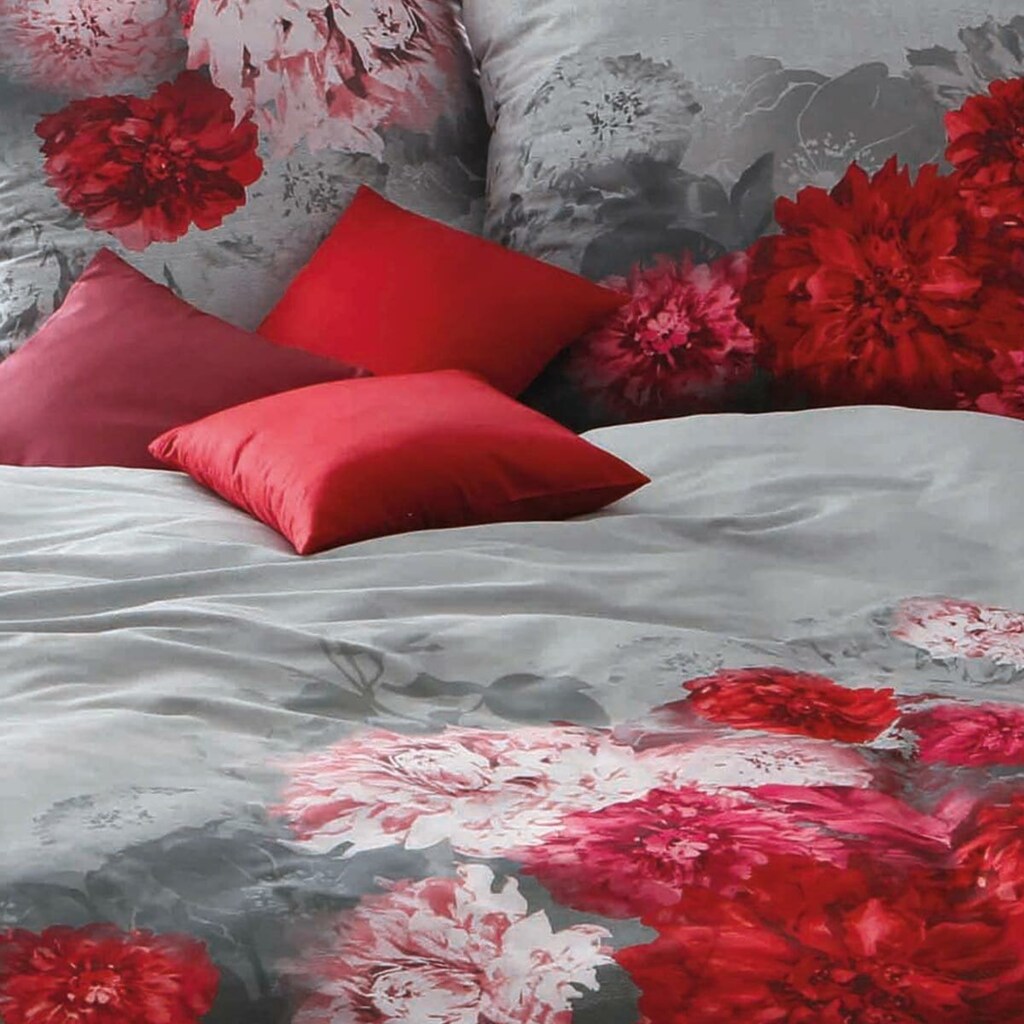 TRAUMSCHLAF Wendebettwäsche »Flamenco«, (2 tlg.), in Mako Satin Qualität, 100% Baumwolle, Bett- und Kopfkissenbezug mit Reißverschluss, Satin mit seidigem Glanz, kühlende Sommerbettwäsche, ganzjährig einsetzbar