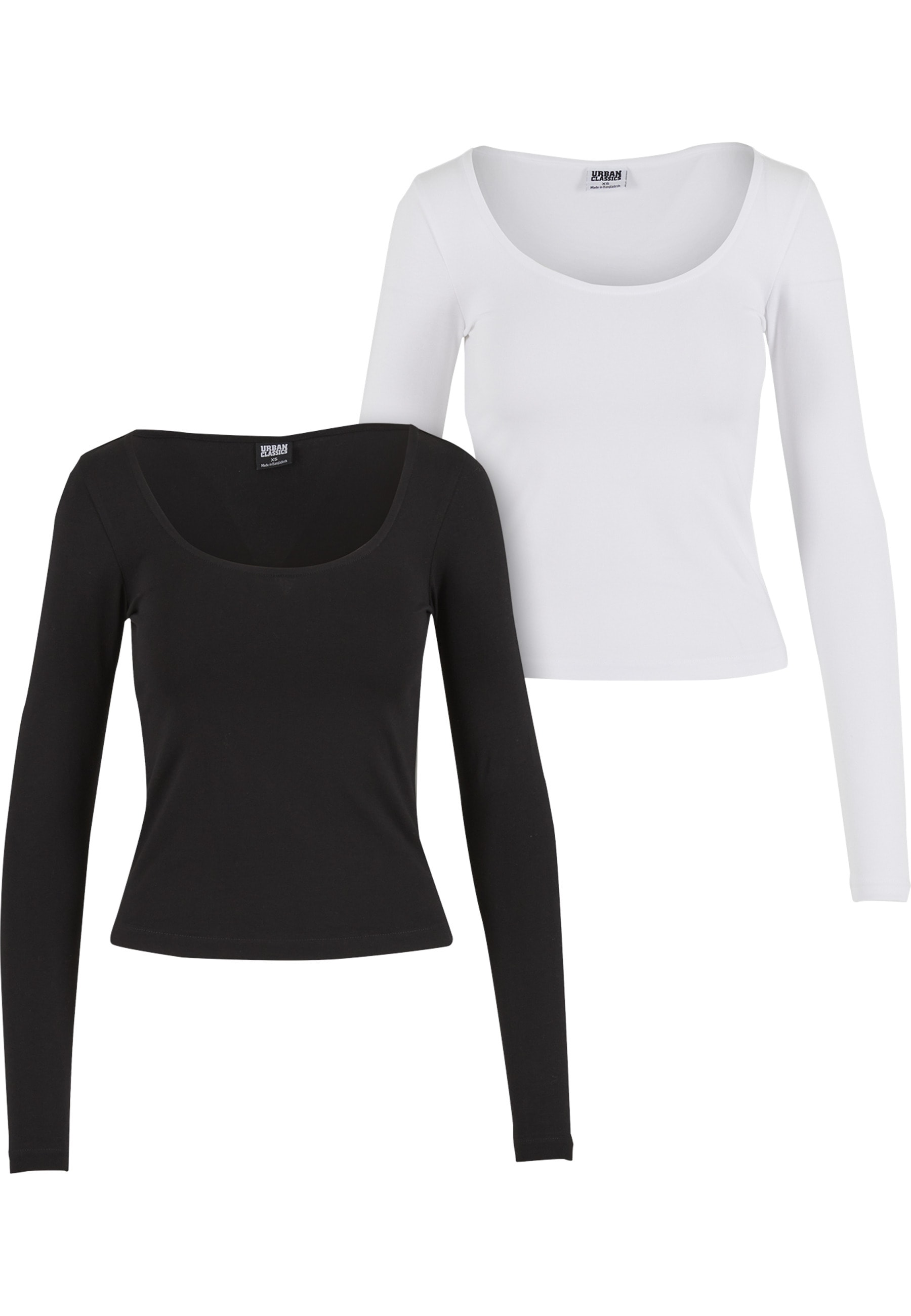 URBAN CLASSICS Longsleeve "Urban Classics Ladies Wide Neck Longsleeve 2-Pack" 1 Stk.