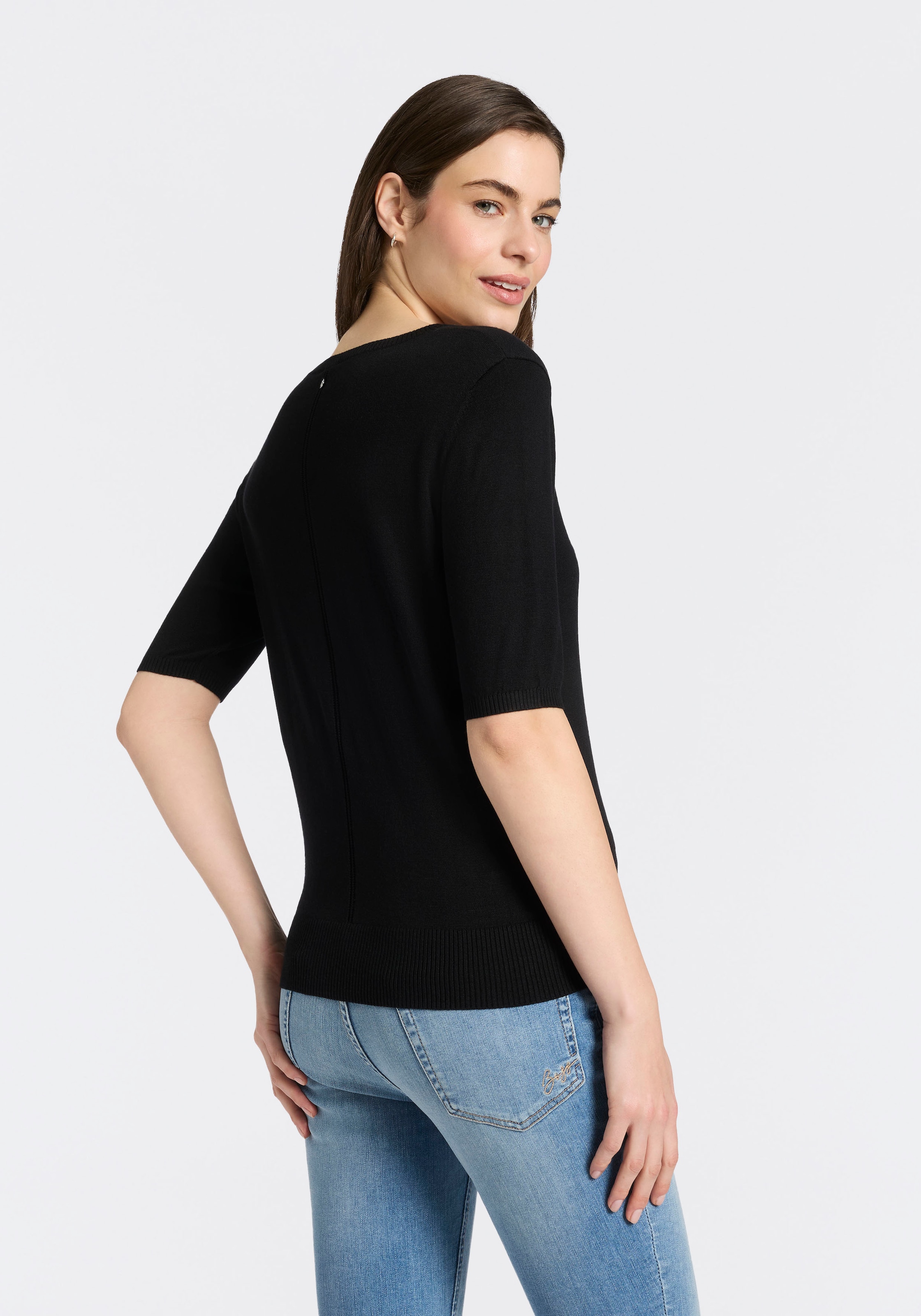 BOSS ORANGE Kurzarmpullover "Fiaffu Premium Damenmode" mit Lochmuster, Kasc günstig online kaufen