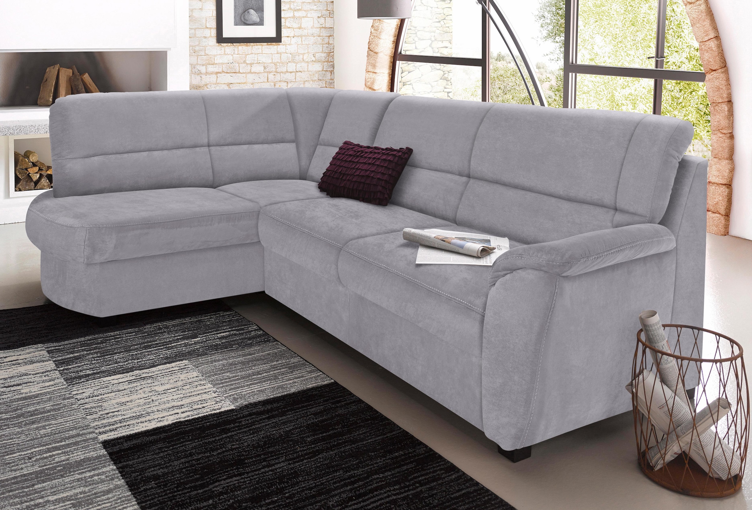 sit&more Ecksofa "Pandora, L-Form, B: 251 cm, Bettfunktion & Bettkasten wählbar" Frei im Raum stellbar, Federkernpolsterung, komfortable Sitzhöhe 45 cm