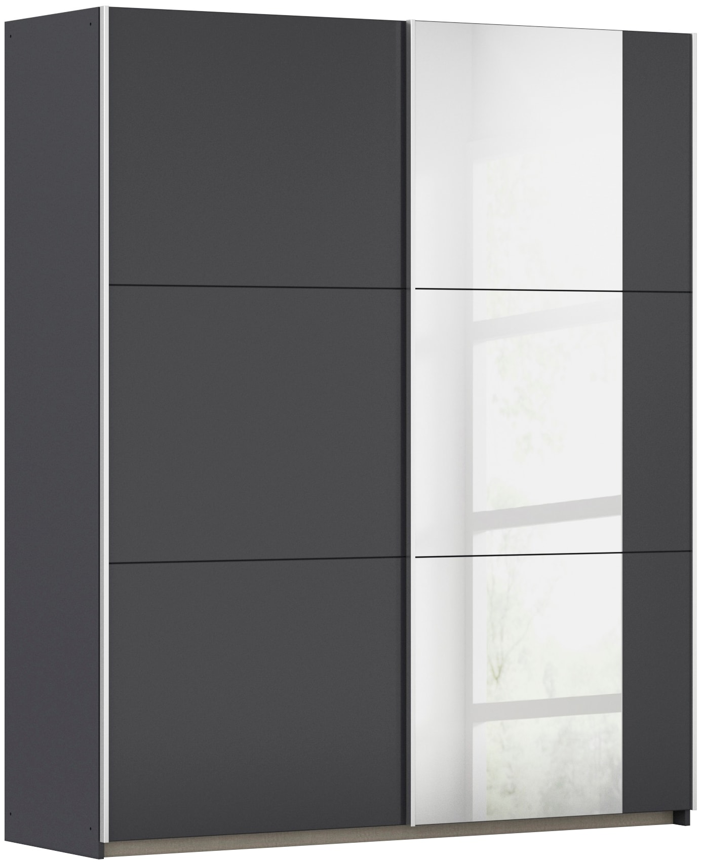 rauch Schwebetürenschrank "Kleiderschrank Drehtürenschrank Schrank Garderobe KRONACH" in 3 Ausstattungen BASIC/CLASSIC/PREMIUM, Breiten 131/175/218/261 cm, optional ohne, mit 1 oder 2 Spiegel, viel Stauraum MADE IN GERMANY