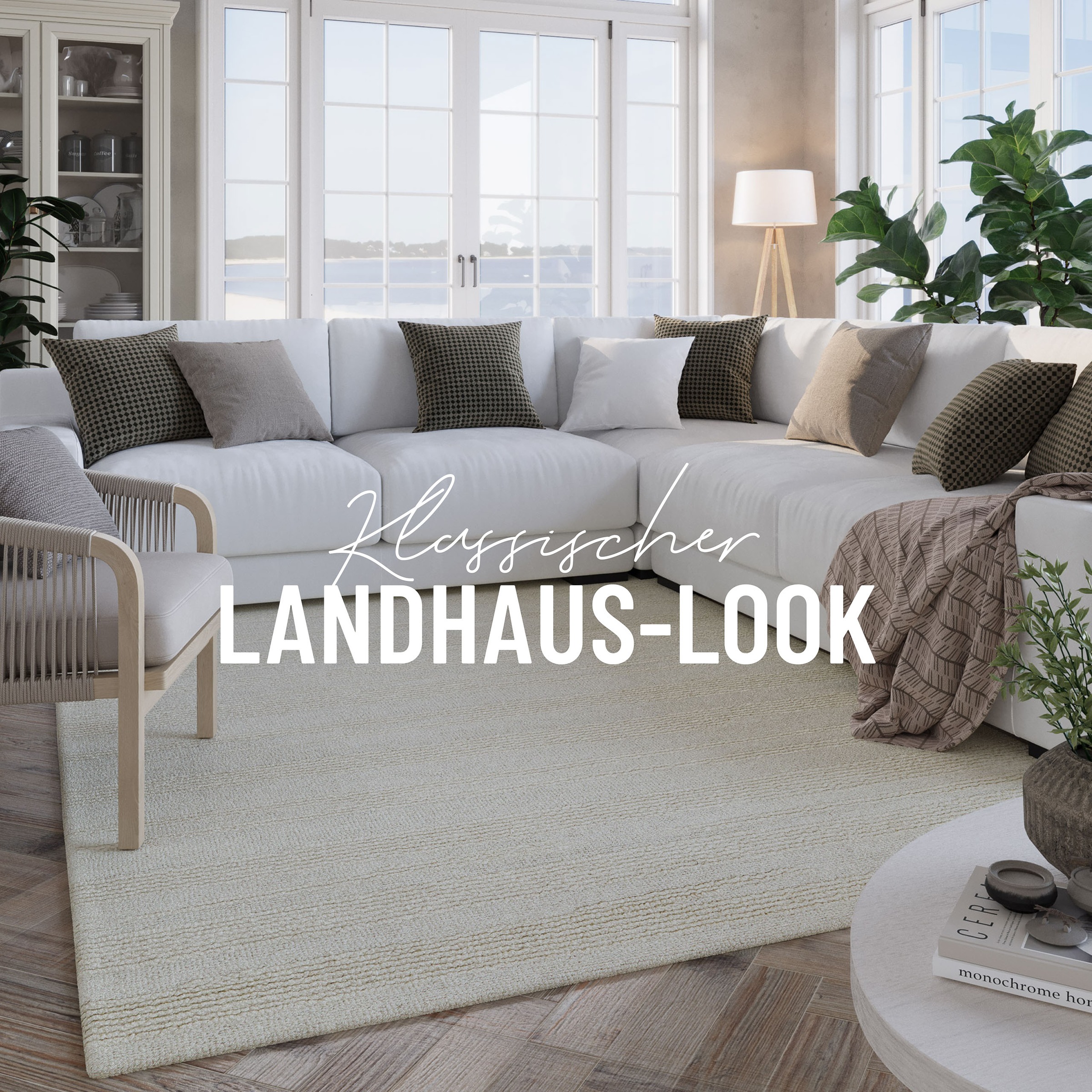 Wecon home Teppich »Hamptons TWENTYSEVEN«, rechteckig, 15 mm Höhe, Läufer, Kurzflor, Wohnzimmer, Schlafzimmer, elegant, robust, Linie