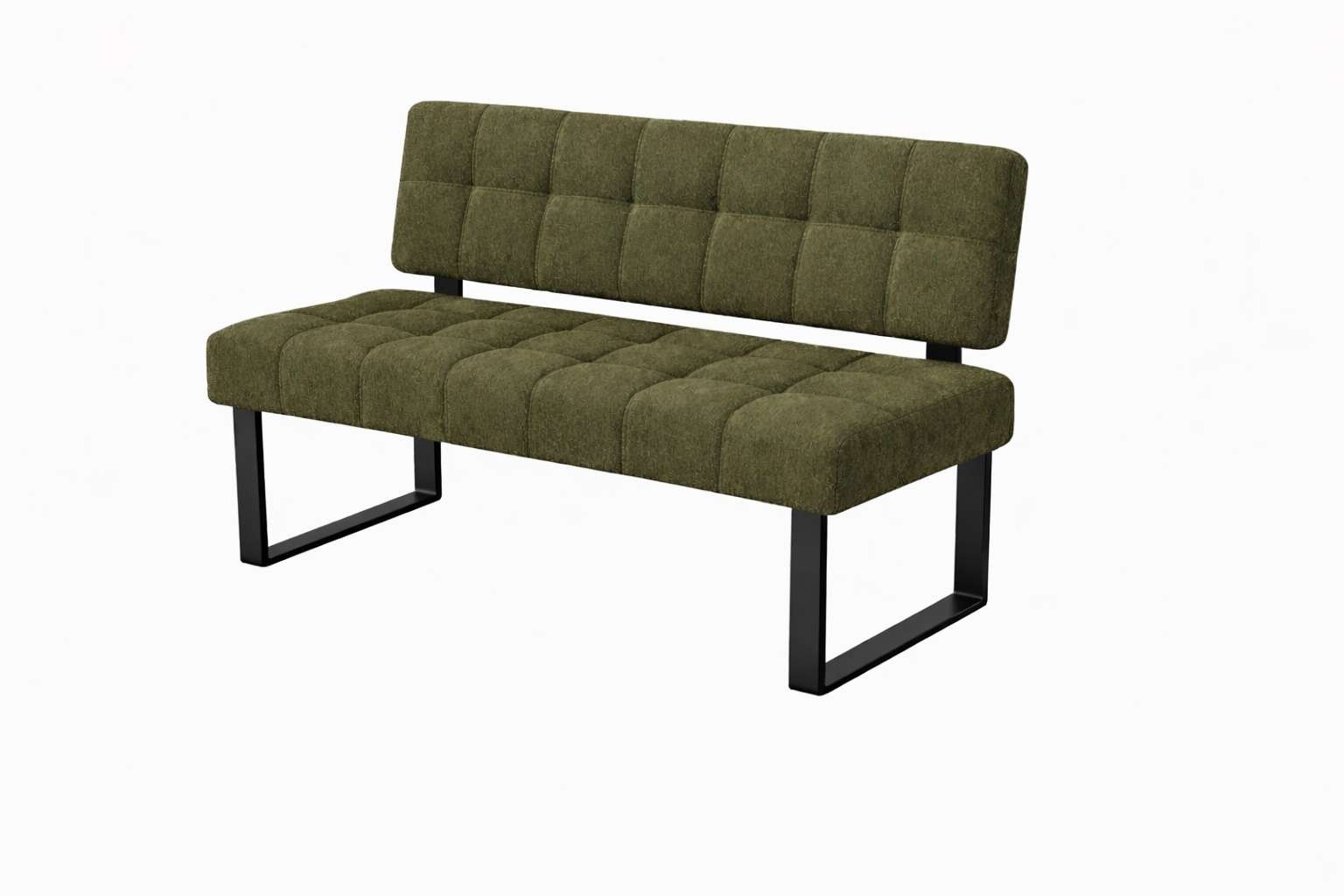 Sitzbank HOME AFFAIRE, B:141cm H:86,5cm T:61cmgrün, schwarz, Massivholz, Metall, Polyester, Garten, Sitzbänke, "Mia Küchenbank, Polsterbank,