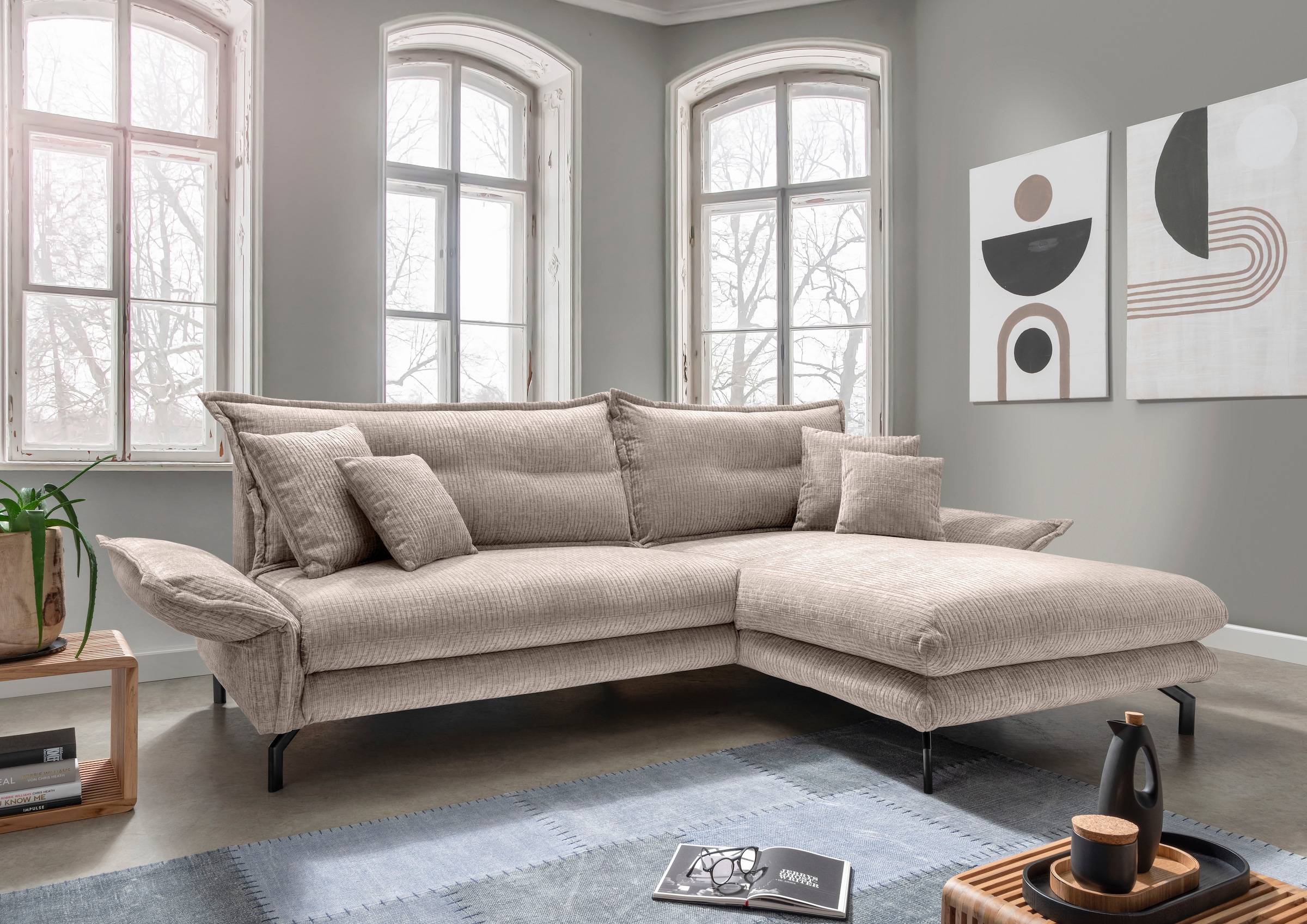 Home affaire Ecksofa "Lava modern & bequem, Breite 255cm, tolle Detailverarbeitung" Armlehnen verstellbar