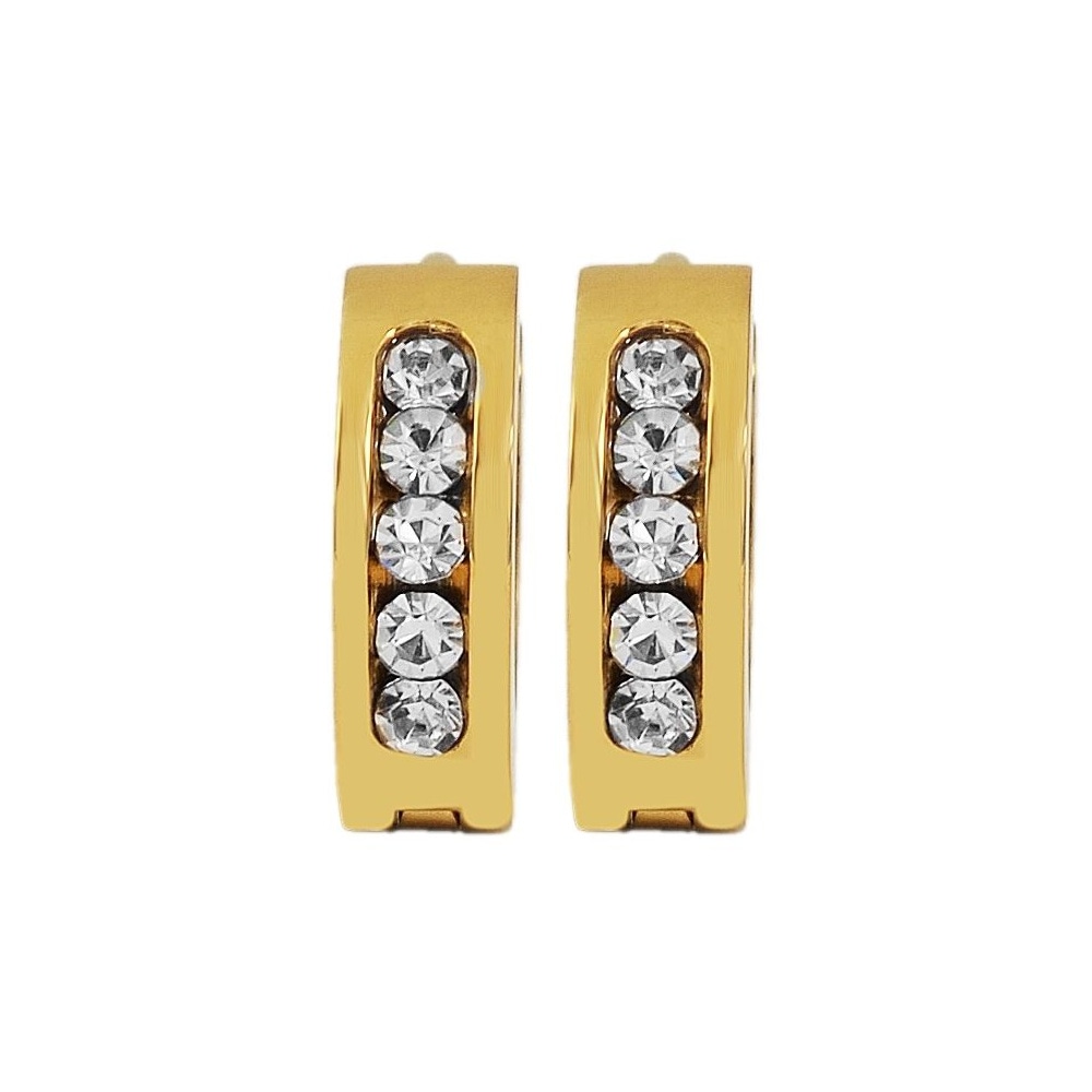 Adelia´s Klappcreolen »Damen Ohrringe – Klappcreole aus Edelstahl mit Strass Steinchen« Schöne Geschenkidee zum Weihnachten