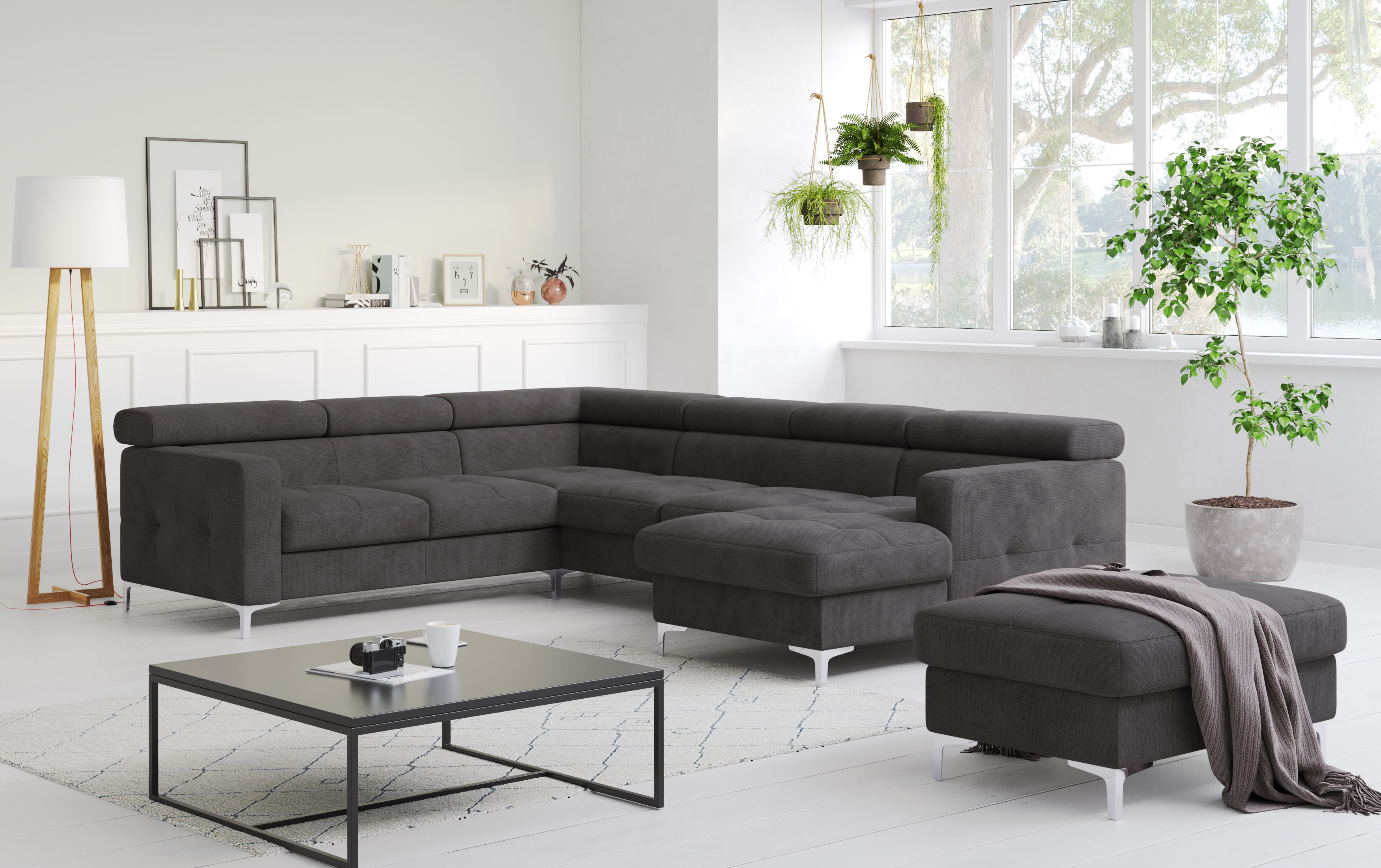 COTTA Wohnlandschaft "Sammy U-Form, B: 304 cm" Kopfteilverstellung, optional Schlaffunktion & Bettkasten