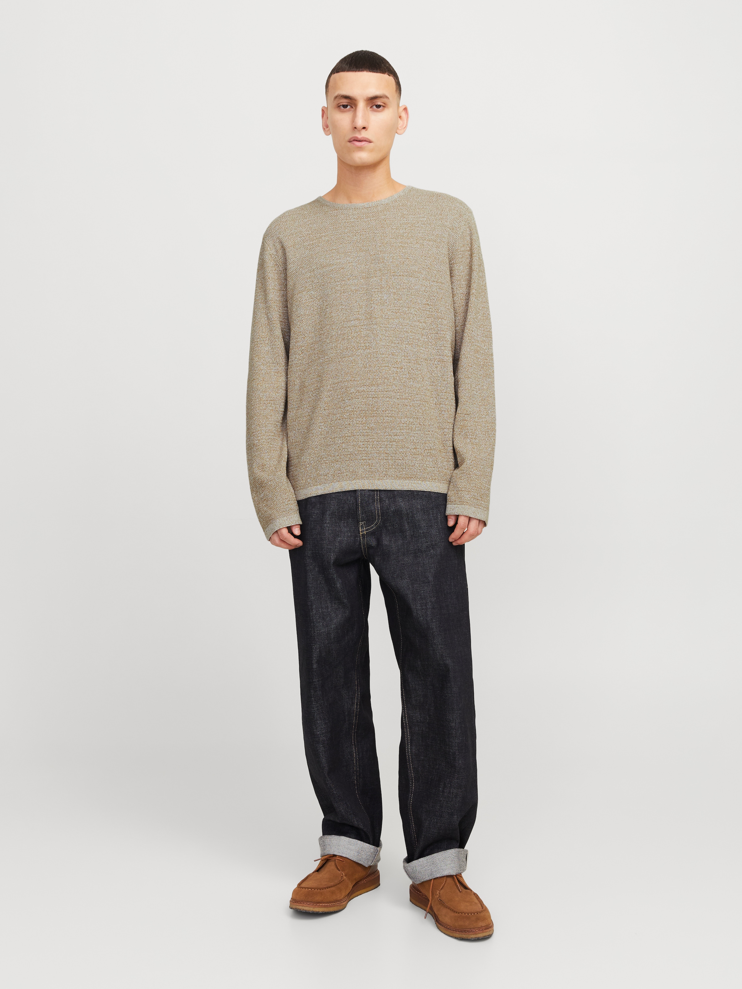 Jack & Jones Rundhalspullover »JJEGEORGE KNIT CREW NECK NOOS«, in Strick Optik