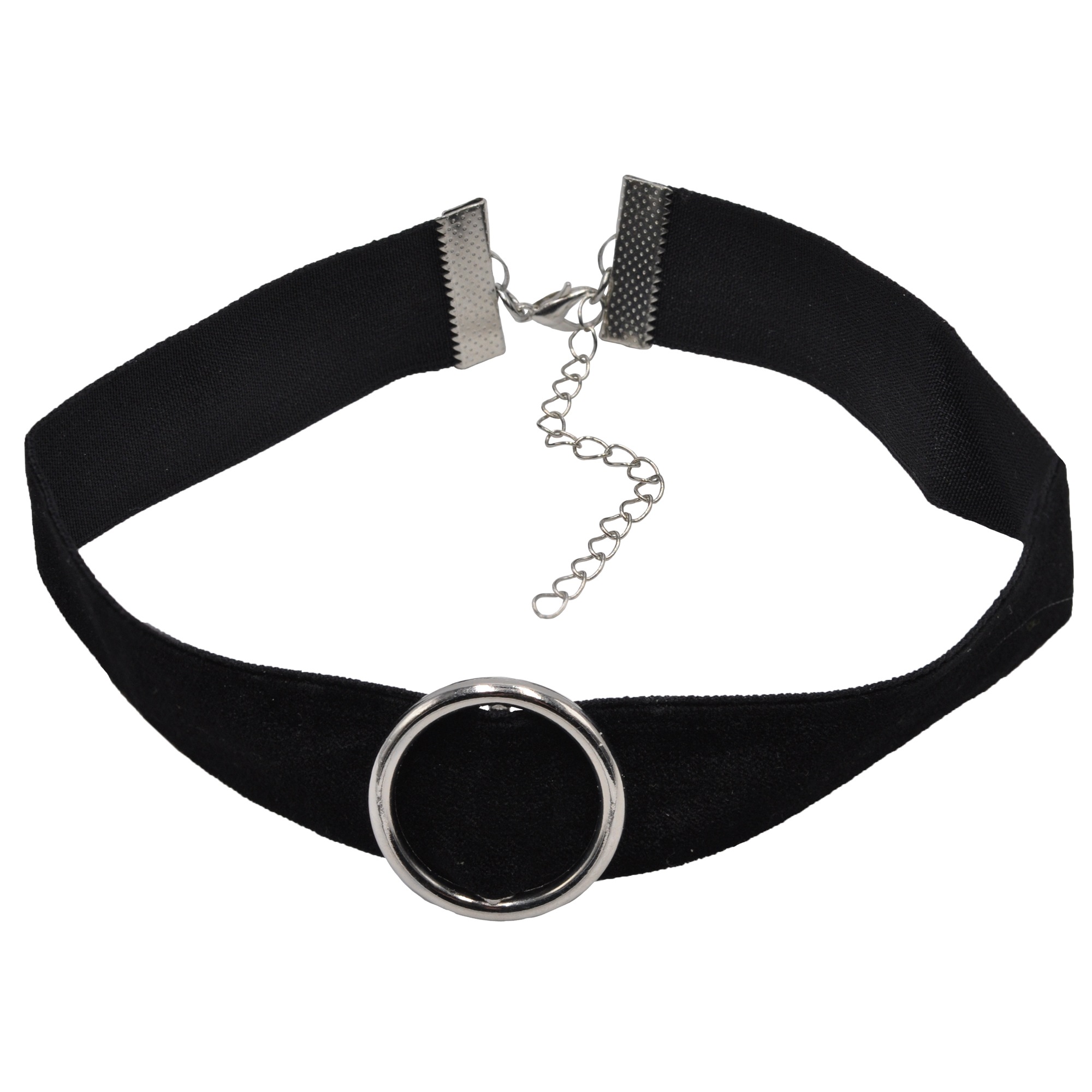 Steuer Kette mit Anhänger »Set 38+55cm Textil schwarz + Metall Glasstein weiß«