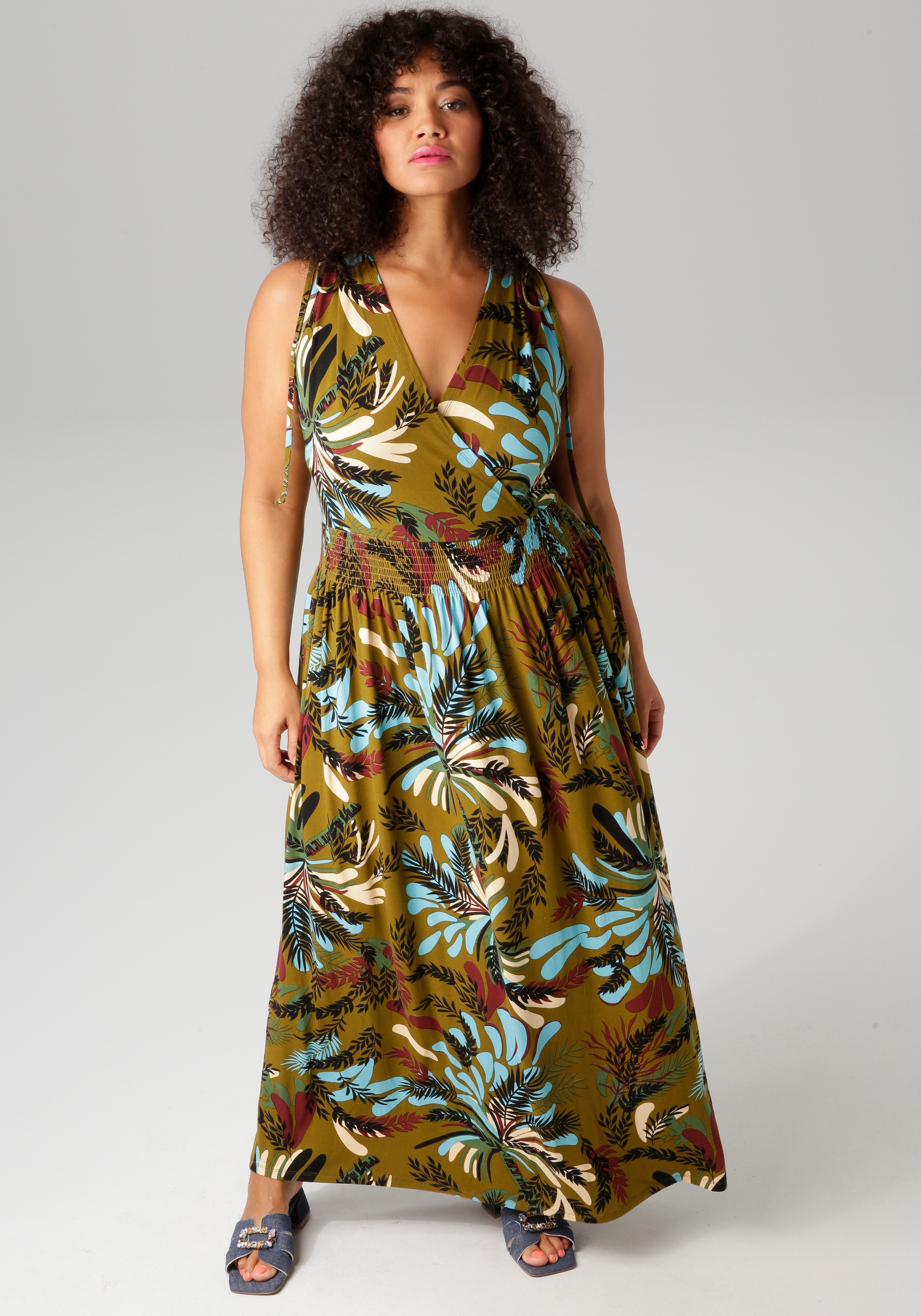 Aniston PLUS Sommerkleid, mit breiten Trägern zum Raffen