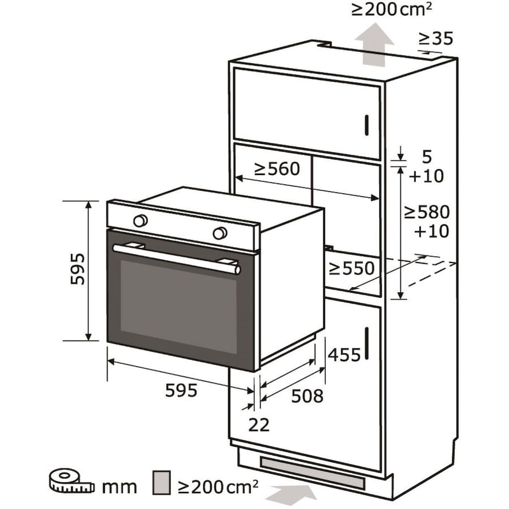 exquisit Backofen-Set »BAKOIN76601«, EBE76-9-H-020 weiss, mit Teleskopauszug nachrüstbar