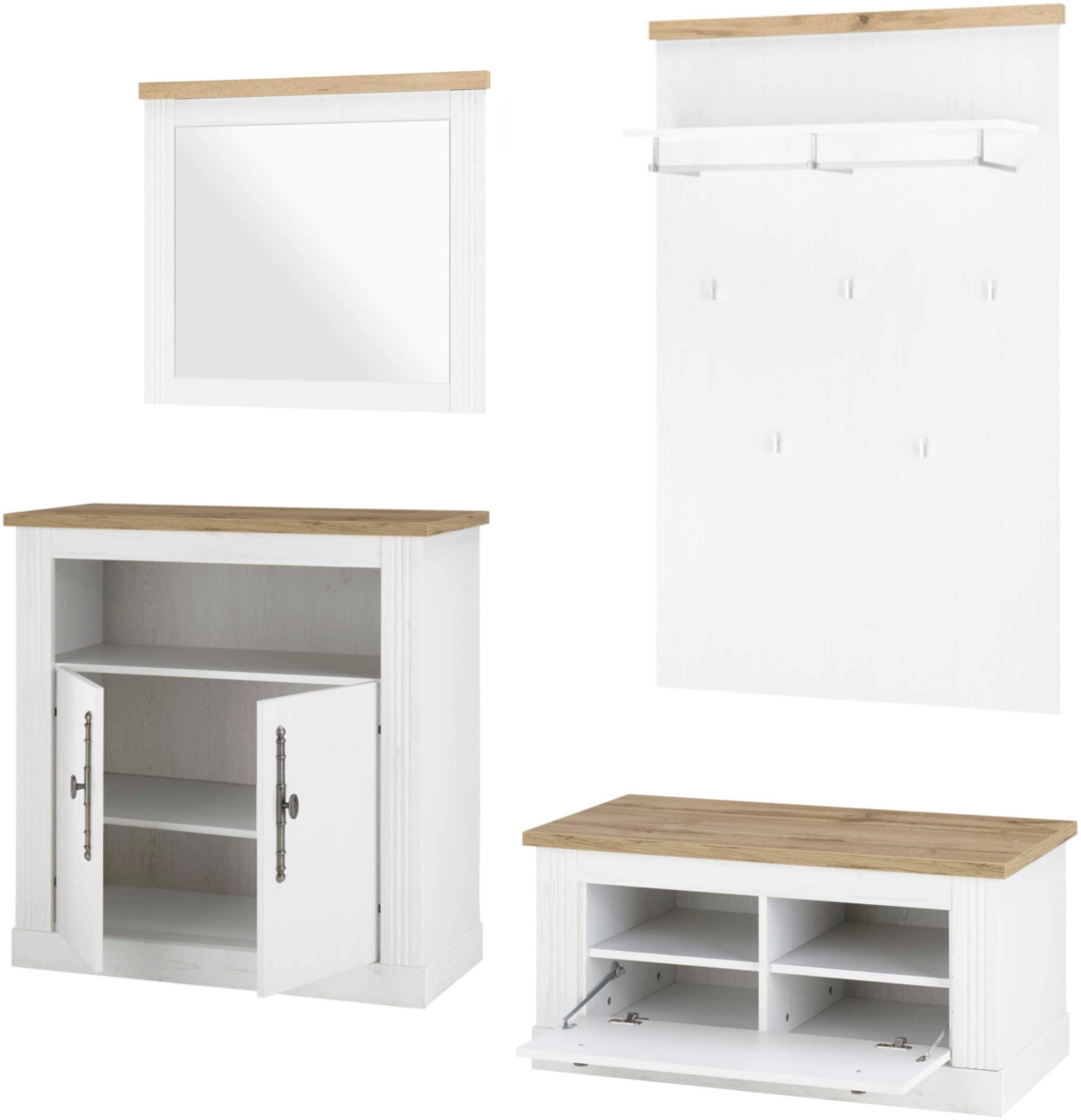 Thumbnail - Home affaire Garderoben-Set "Westminster BESTSELLER" Schuhbank, Spiegel, Kommode, Wandpaneel, 4 Stk. tlg.