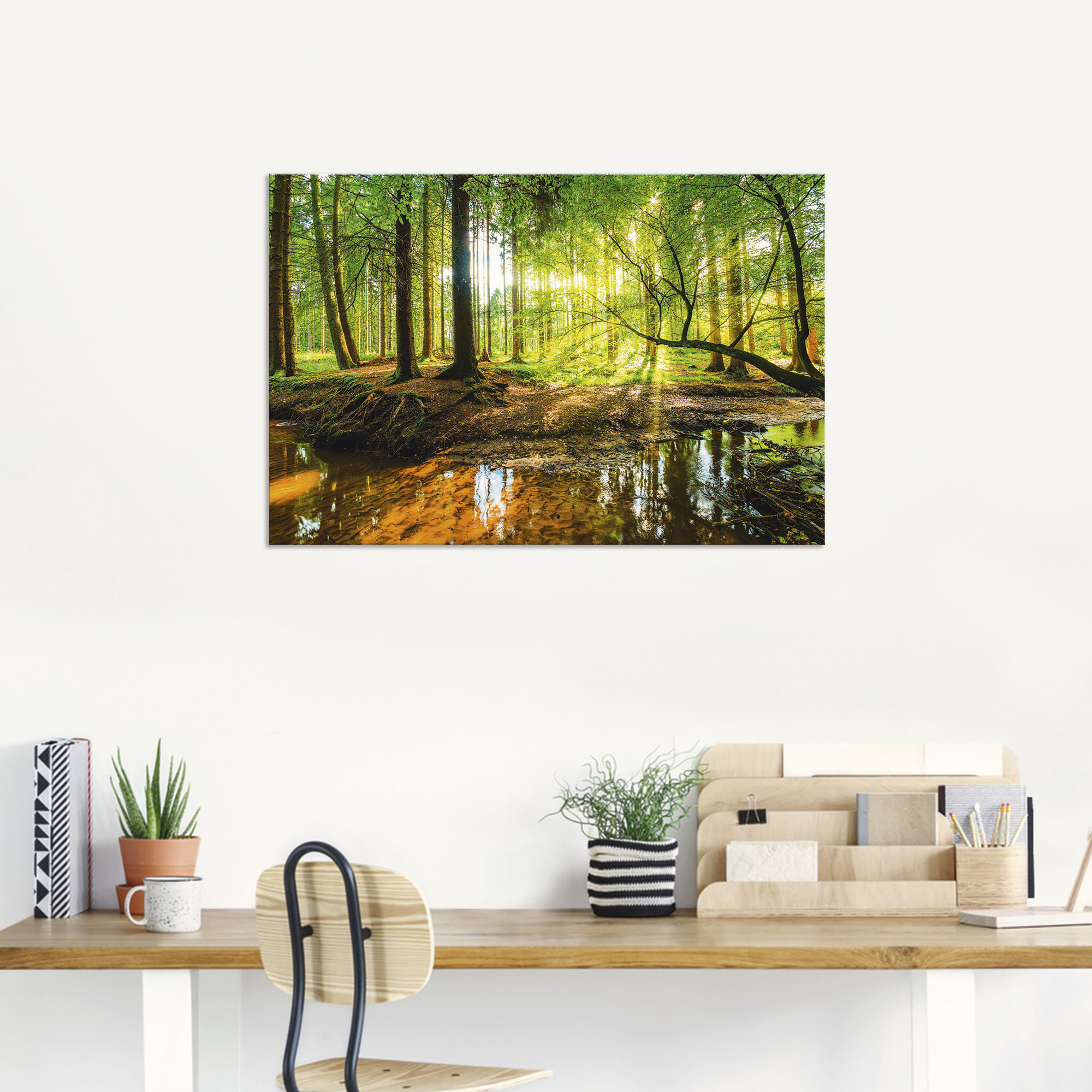 Thumbnail - Artland Wandbild "Wald mit Bach", Wald, (1 St.), als Alubild, Outdoorbild, Leinwandbild, Poster, Wandaufkleber