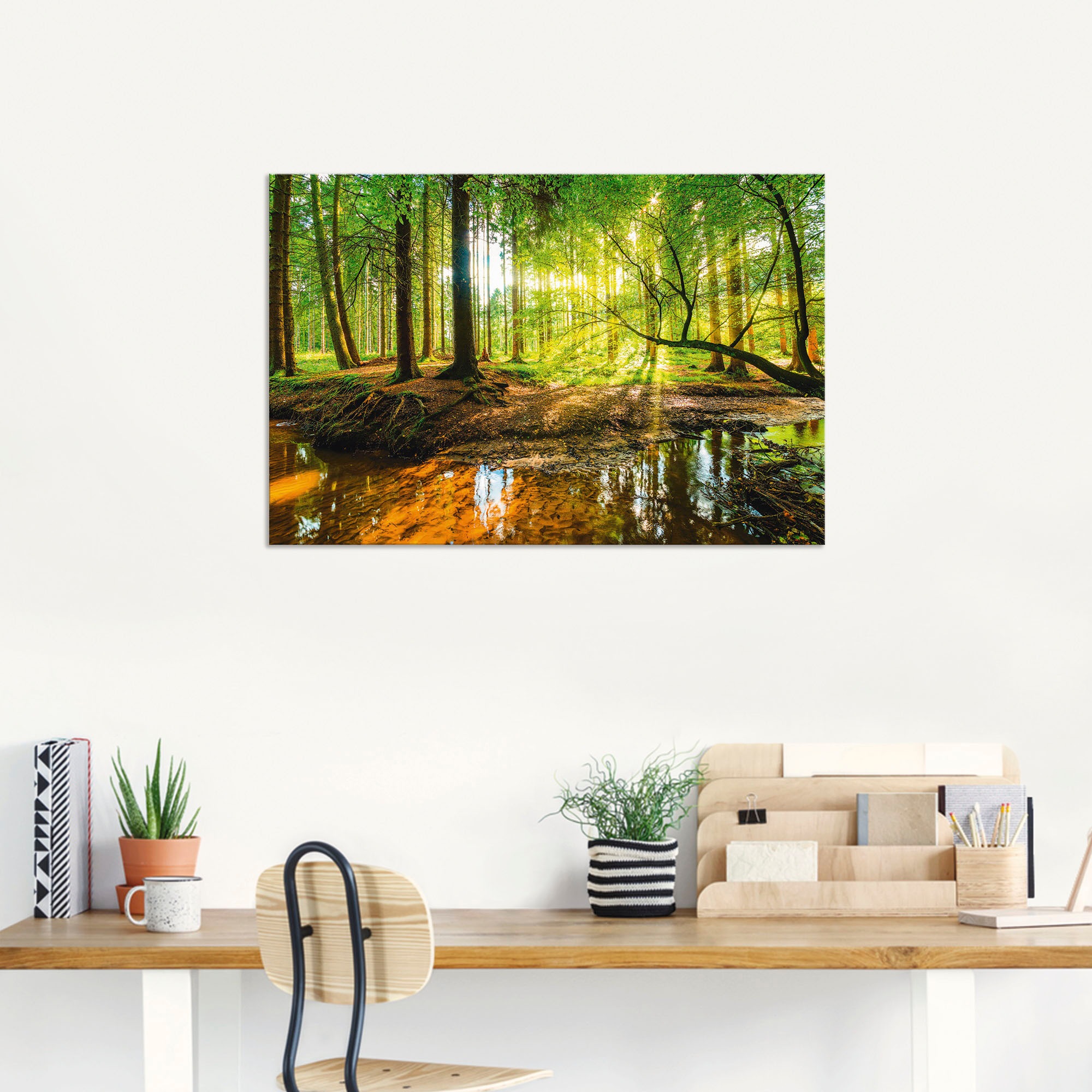 Wandbild ARTLAND "Wald mit Bach", grün (farbe bild(er): grün), B:60cm H:40cm, Bilder, als Alubild, Leinwandbild, Poster in verschied. Größen 2