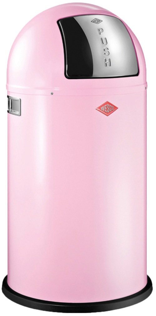 WESCO Mülleimer "Pushboy Abfallsammler", B/H/T: 40cm x 75,5cm x 40cm, 50 lpink, Küche, Mülleimer, mit Metalleinsatz, Griffe, Einwurfklappe aus