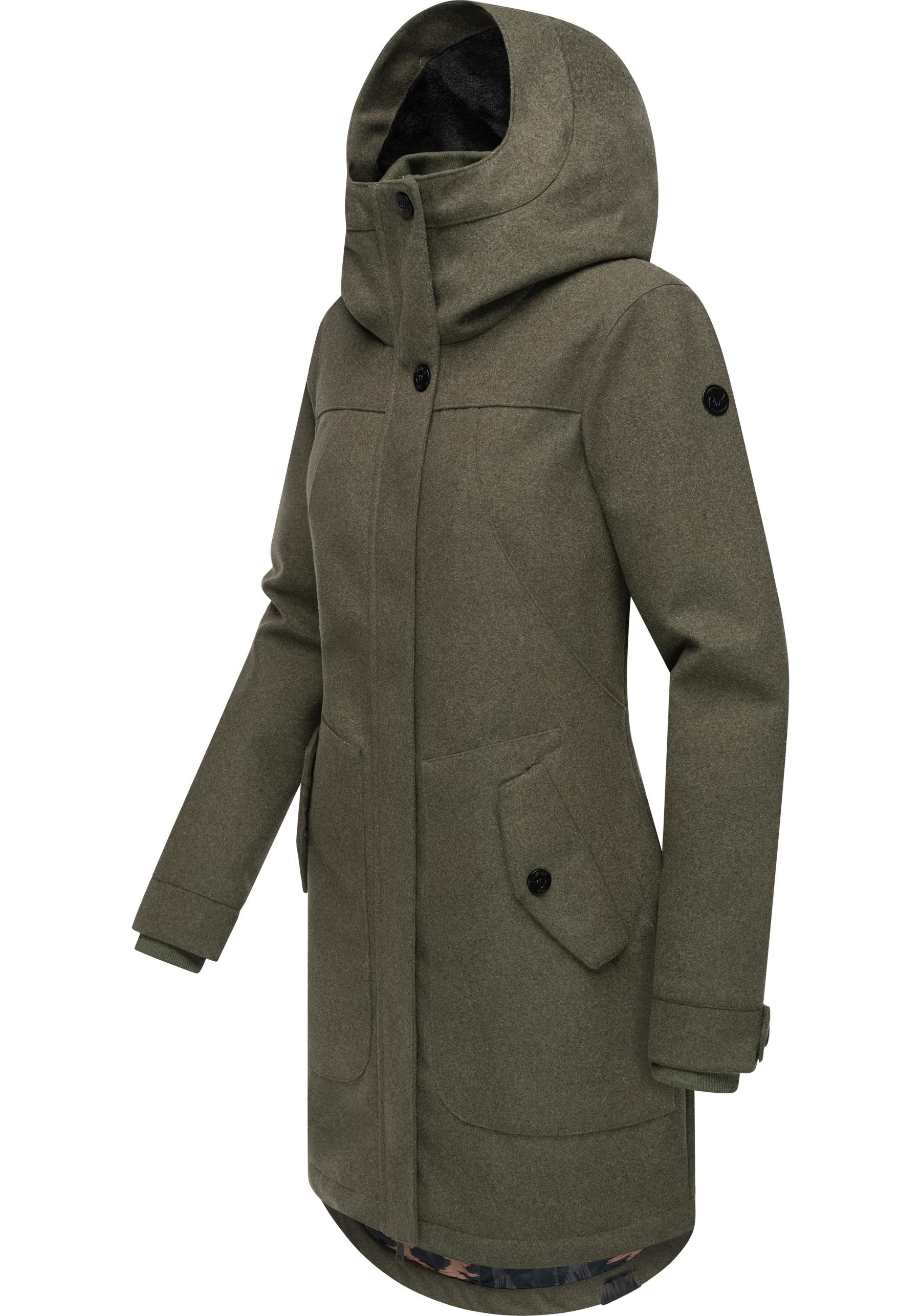 Ragwear Wintermantel »Jannisa Coat«, Klassischer Damen Kurzmantel mit Kapuze