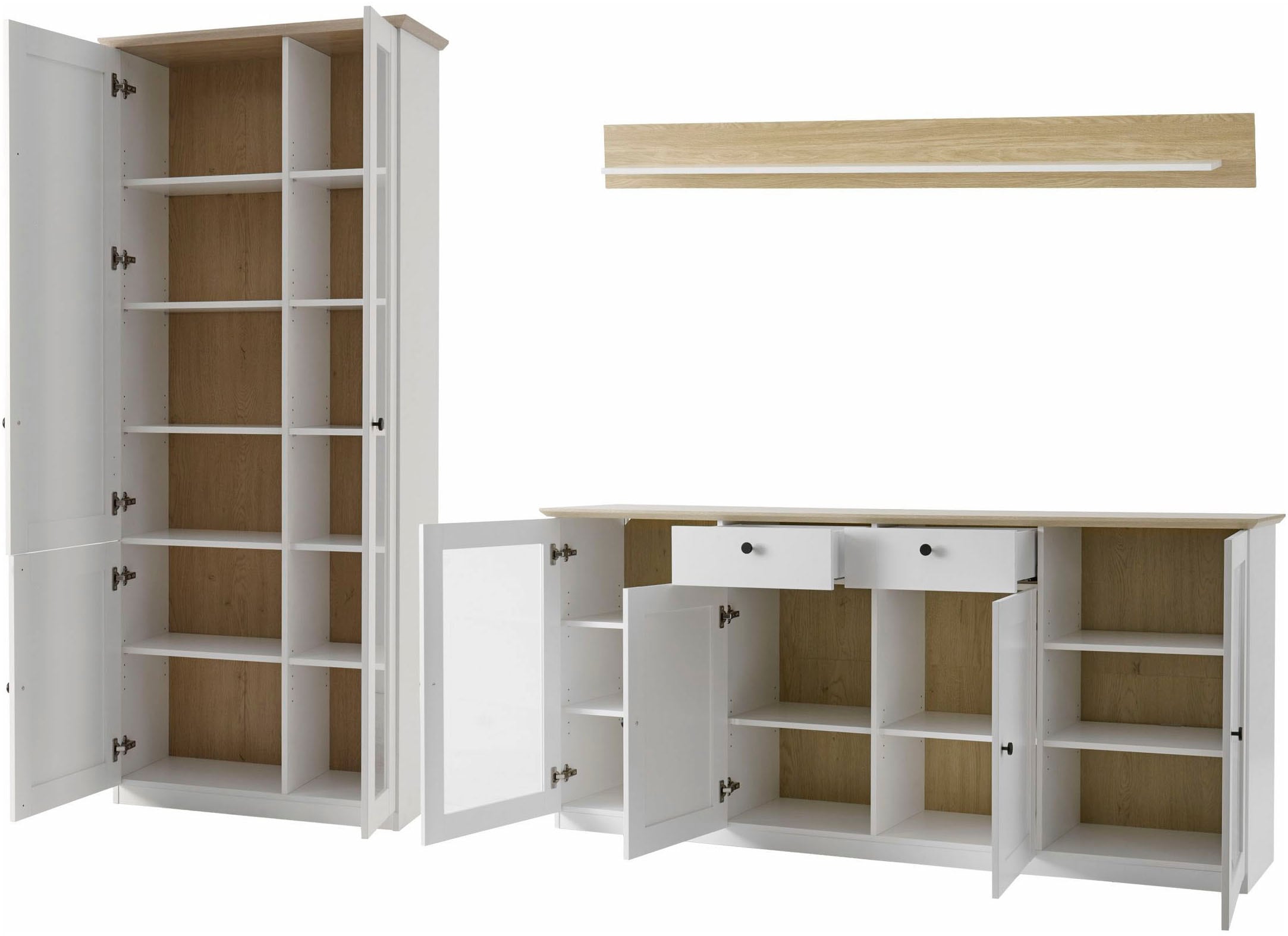 OTTO home Wohnwand »Brest, Anbauwand im Landhausstil, Komplettset, Wohnzimmer-Set« Set, 3 Stk. tlg.
