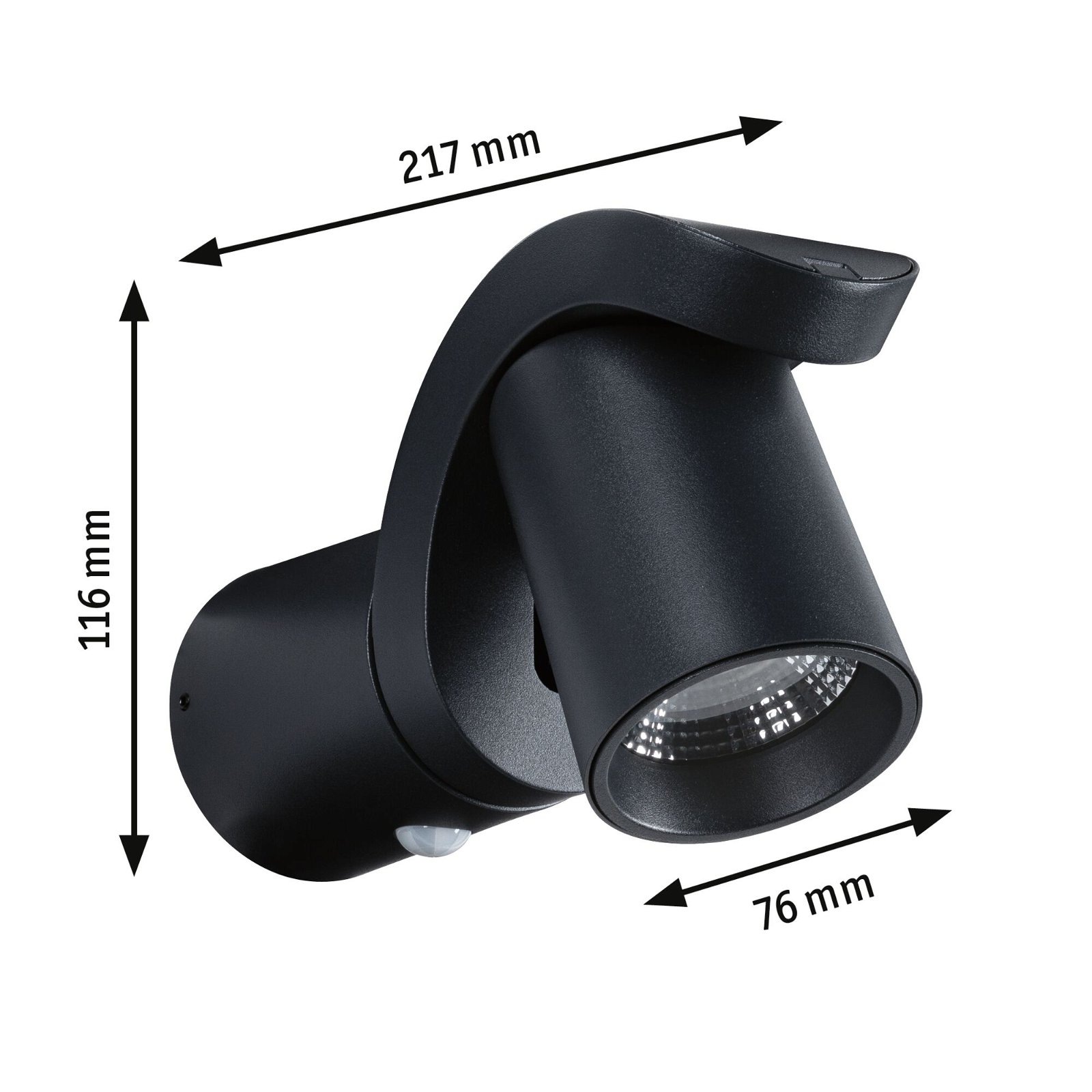 Paulmann LED Außen-Wandleuchte »Cuff IP44 76x217mm 3000K 10W 700lm 230V 70° Aluminium« 1 Stk. Warmweiß Bewegungsmelder