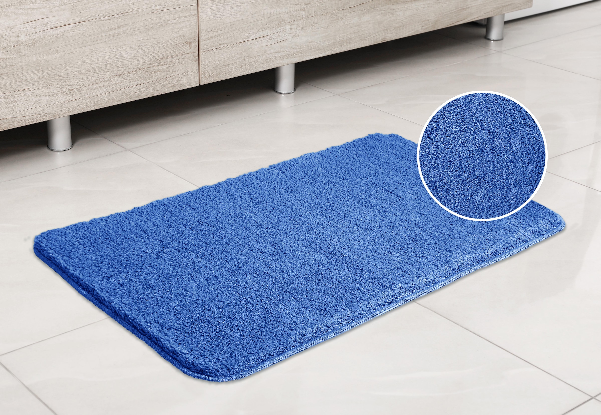 my home Badematte »Inga, Badezimmer Teppich, Badvorleger«, rutschhemmend beschichtet, schnell trocknend-strapazierfähig-fußbodenheizungsgeeignet, Badteppich, unifarben, weich, als halbrund und rechteckig erhältlich