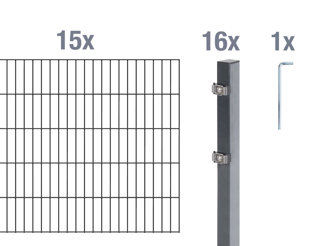 Alberts Doppelstabmattenzaun "Grundset" Höhe: 80-200 cm, Gesamtlänge: 4-30 m, zum Einbetonieren