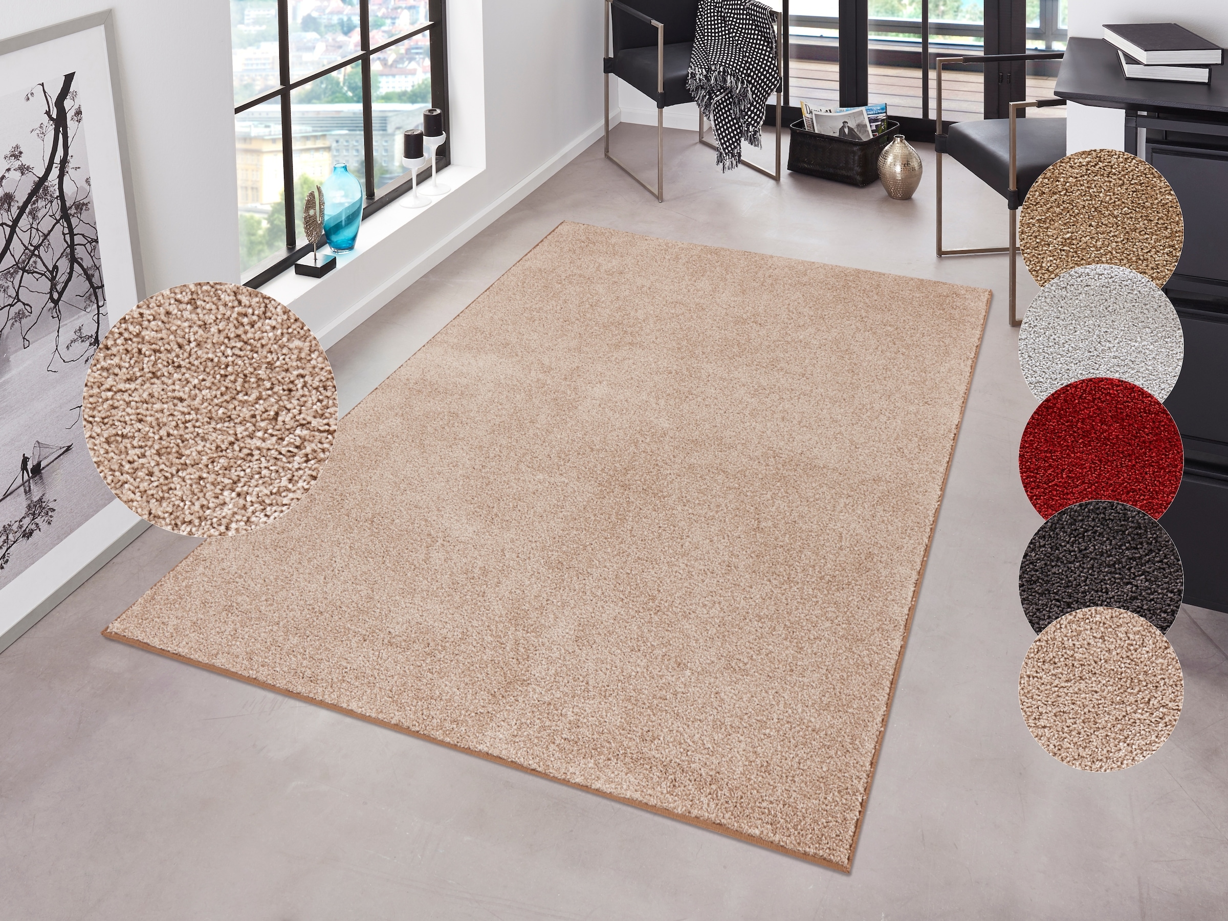 HANSE Home Teppich "Pure 100 Kurzflor" rechteckig 13 mm Höhe Kurzflor, uni, günstig online kaufen