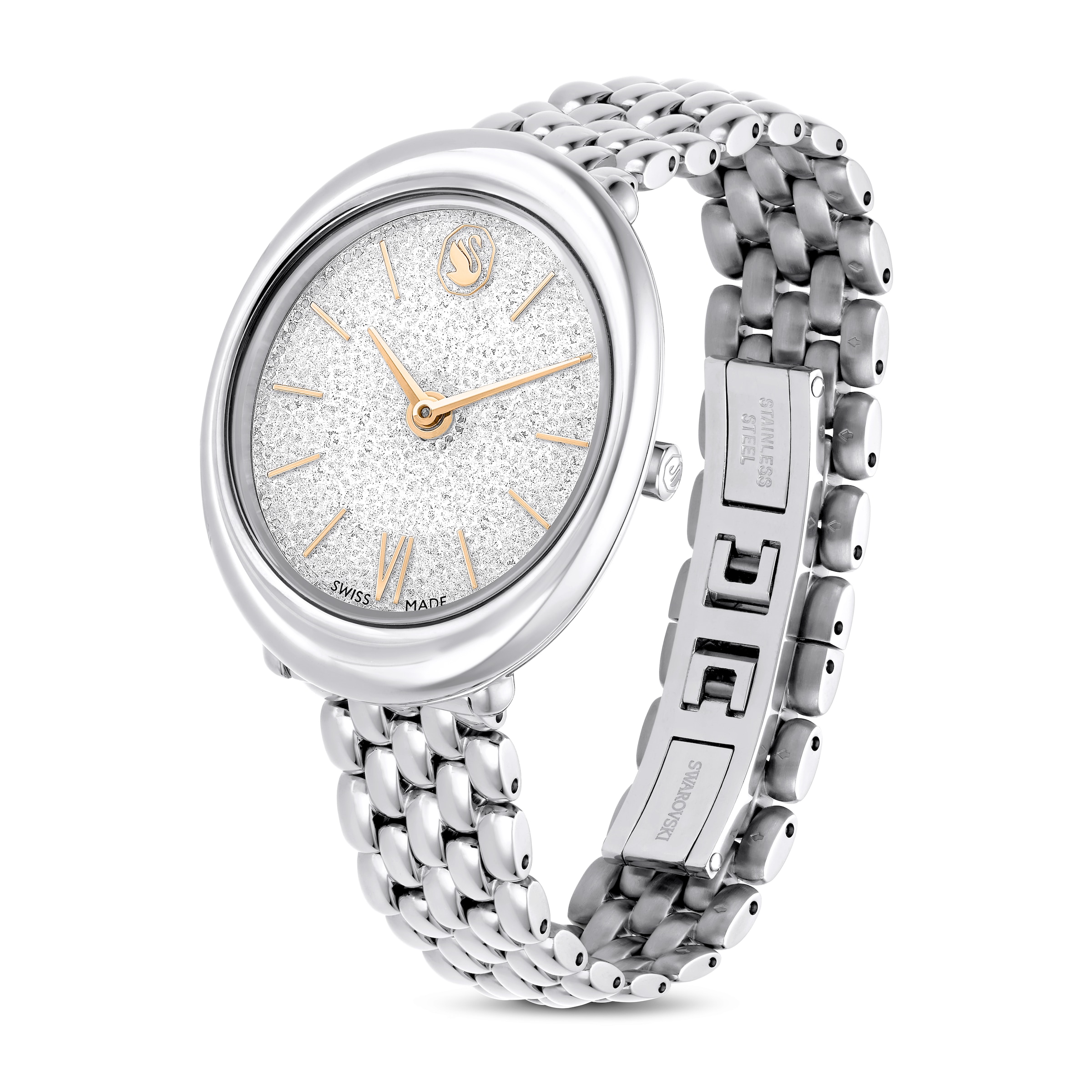 Swarovski Quarzuhr »IMBER OVAL« Armbanduhr, Damenuhr, Swiss Made, Edelstahlarmband, analog