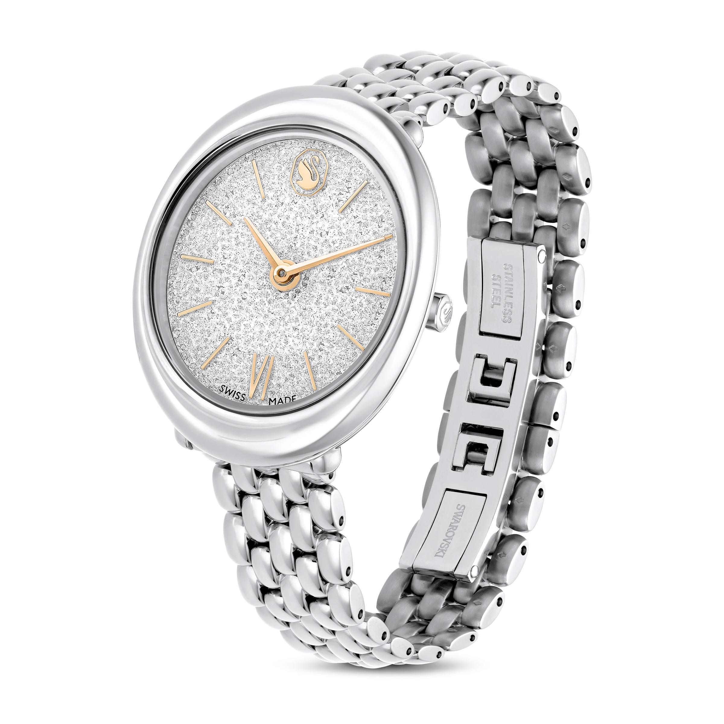 Quarzuhr SWAROVSKI "IMBER OVAL", silber (silberfarben), Armbanduhren, Damen, Quarzuhr, Armbanduhr, Damenuhr, Swiss Made, Edelstahlarmband, analog 4