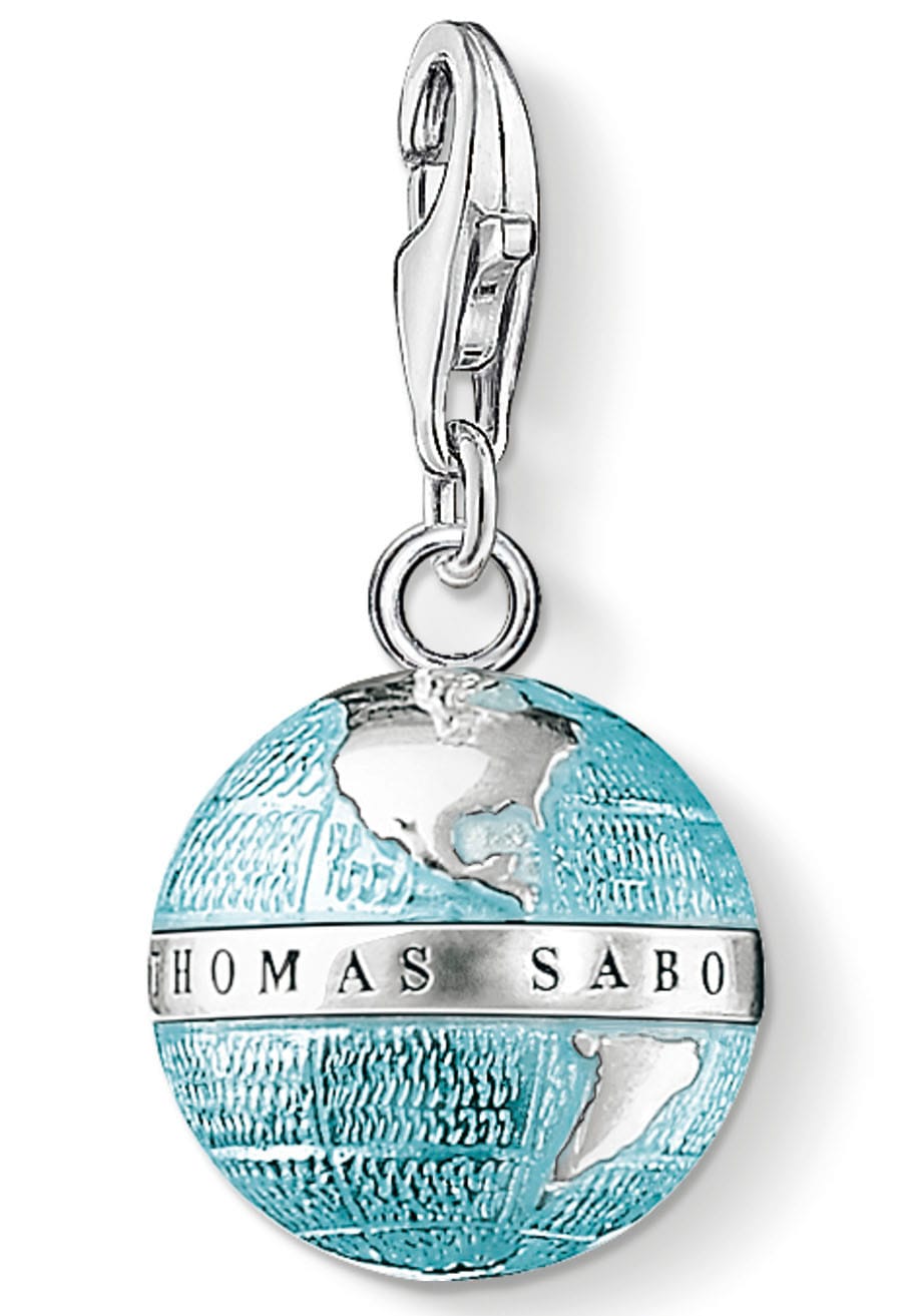 Charm-Einhänger THOMAS SABO "Weltkugel", bunt (silberfarben, blau), Charms, Damen, Silber 925 (recycelt)