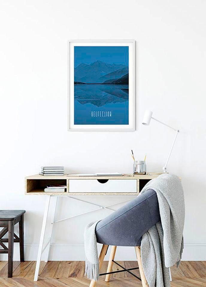 Komar Poster »Word Lake Reflection Blue«, Natur, (1 St.), Kinderzimmer, Schlafzimmer, Wohnzimmer