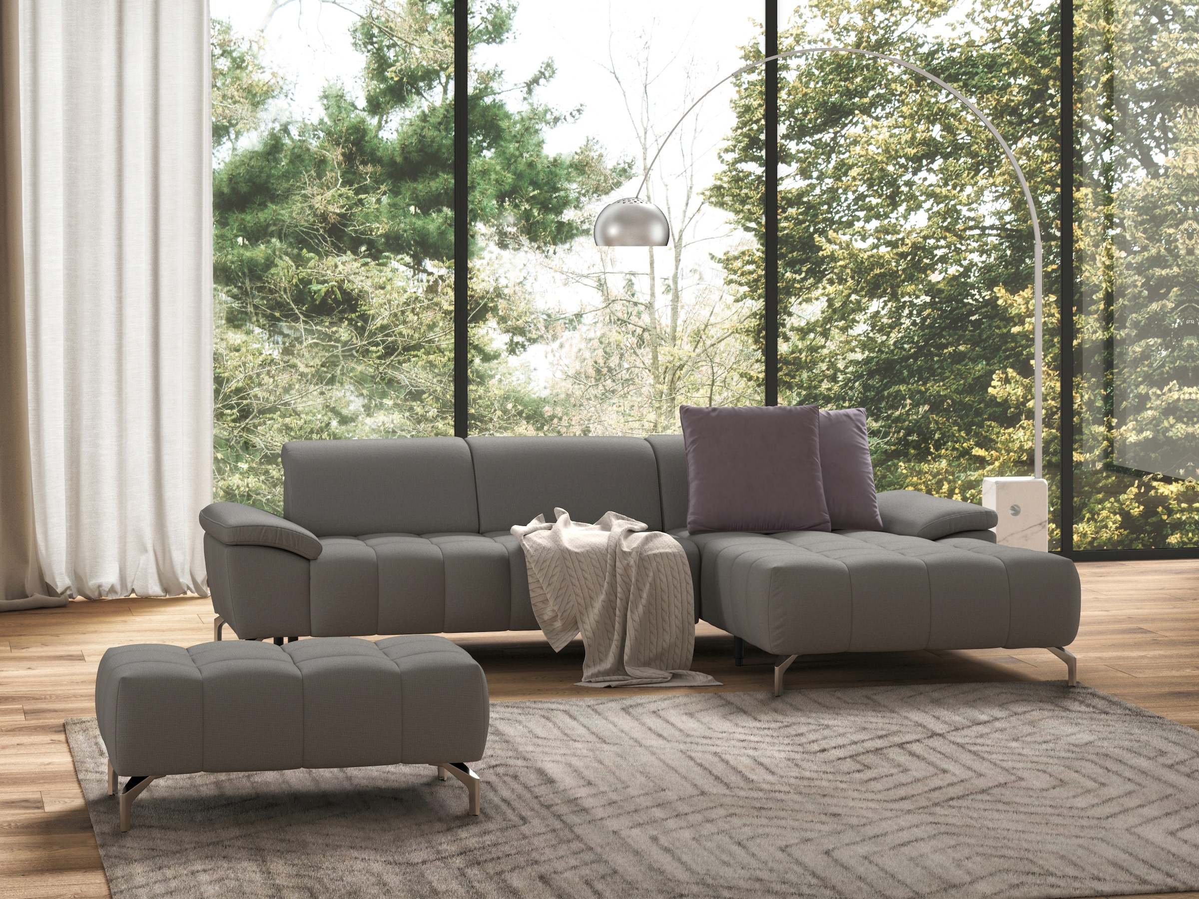 sit&more Ecksofa "Cool L-Form" wahlweise mit Kopfteilverstellung und Vorziehsitz, motorisch