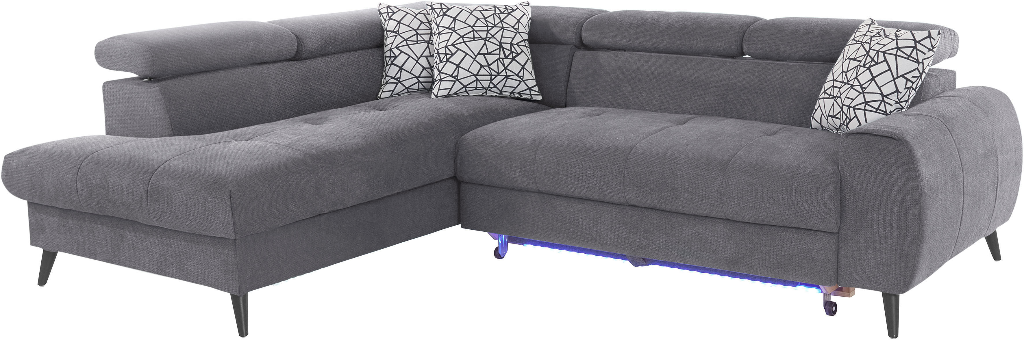 Thumbnail - COTTA Ecksofa "Mia L-Form mit 3 Zierkissen", wahlweise mit Bettfunktion, Bettkasten, Beleuchtung & Wireless-Charger