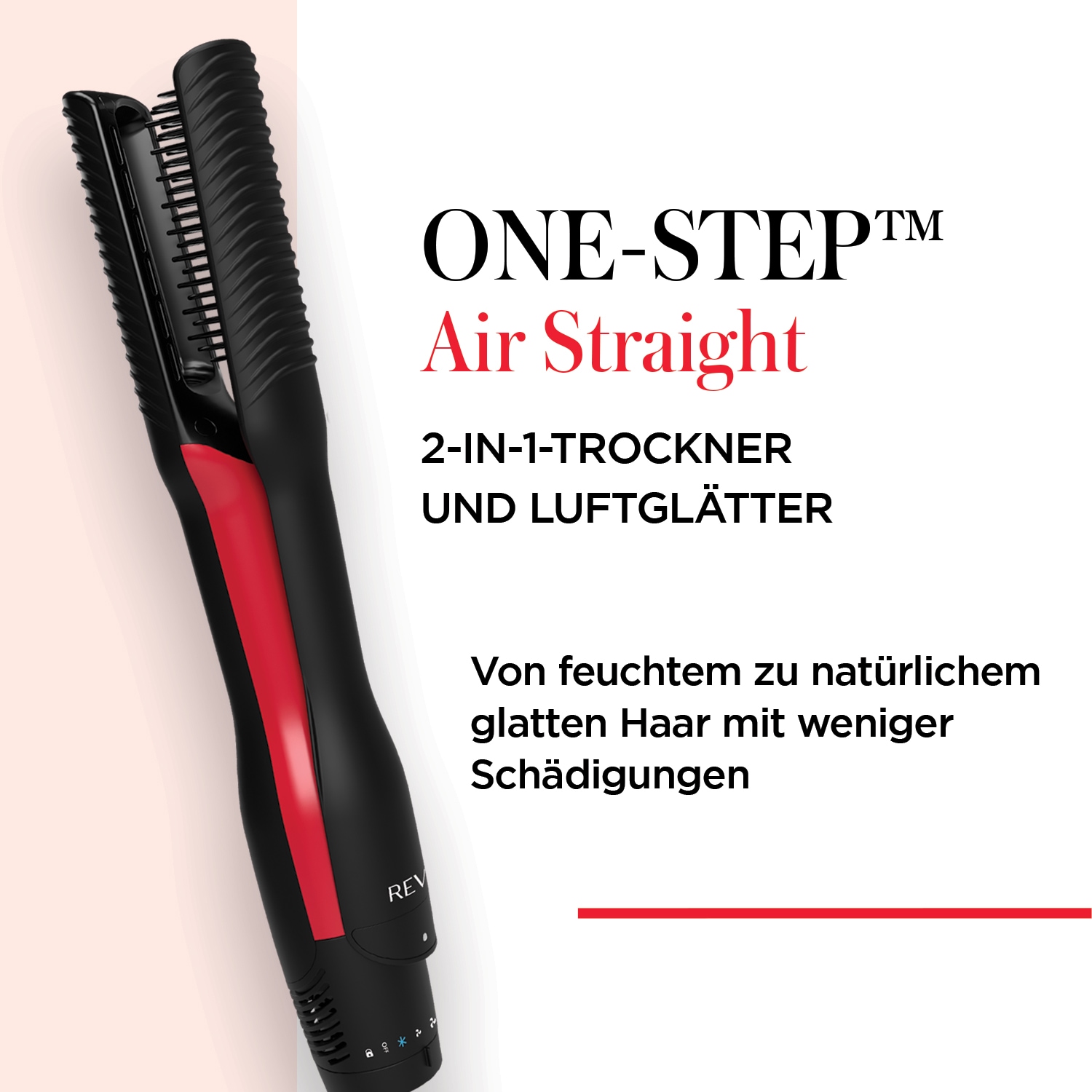 Revlon Heißluft-Haarglätter »ONE-STEP™ Air Straight. 2-IN-1-TROCKNER UND LUFTGLÄTTER - RVDR5330E«, Keramik-Turmalin mit Arganöl-Infusion, Trocknen und Glätten mit warmer Luft, ohne extreme Hitze