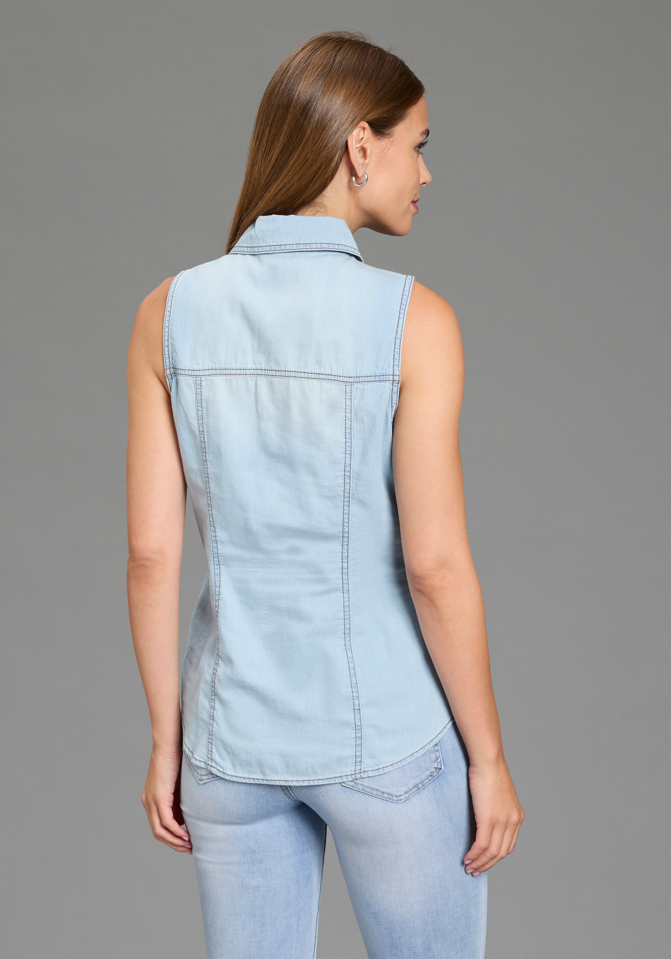 Arizona Jeansbluse mit Knöpfen in Perlmuttoptik
