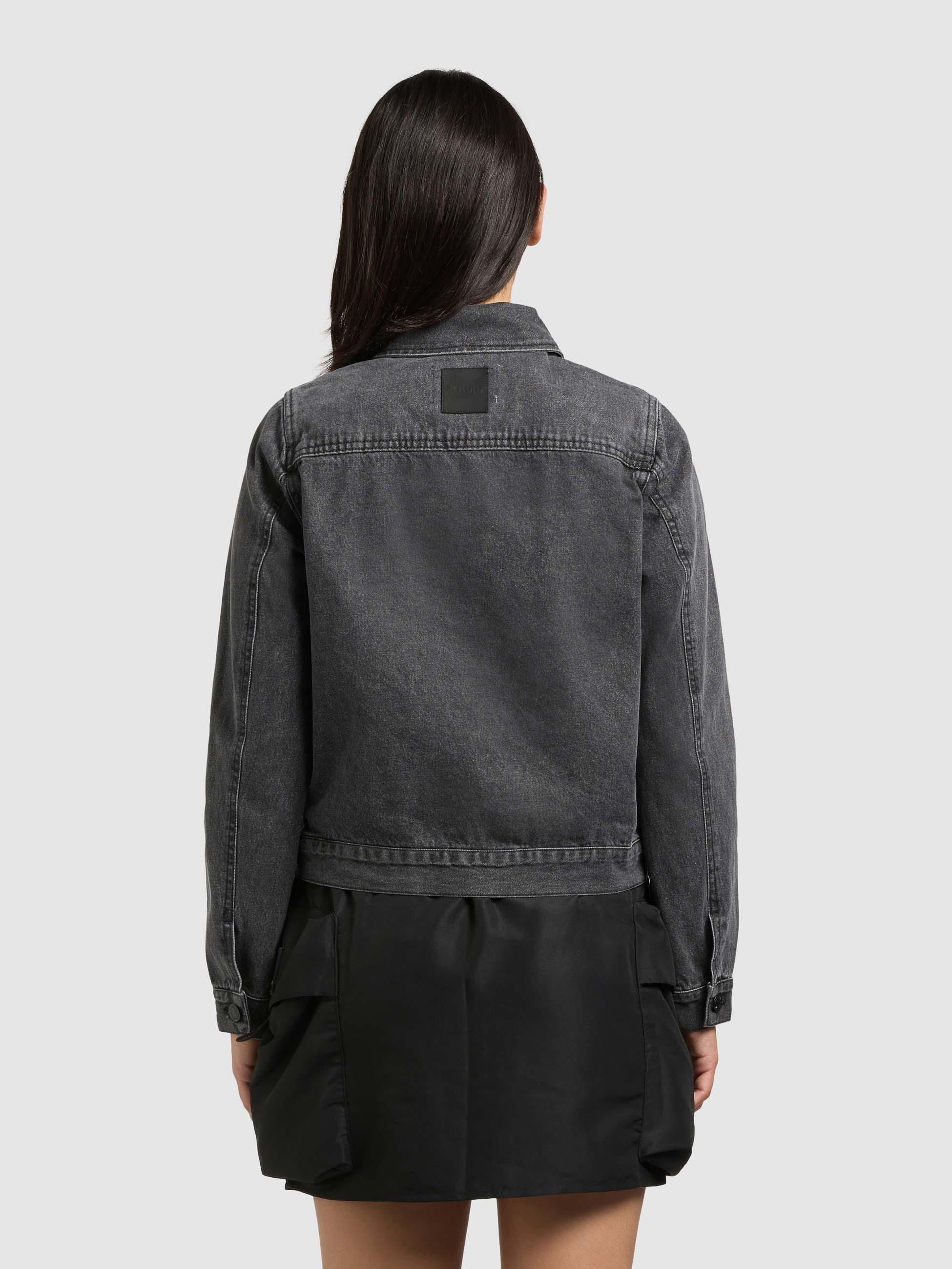 Jeansjacke KHUJO "Renia", Damen, Gr. XL (42), dunkelgrau, Denim/Jeans;Jeans, Material: 100% Baumwolle, gerade hüftlang, hoch geschlossener Ausschnitt, 1-Knopf-Manschette mit Knöpfen, Jacken Jeansjacke, Moderne Damen Denim-Jacke 2