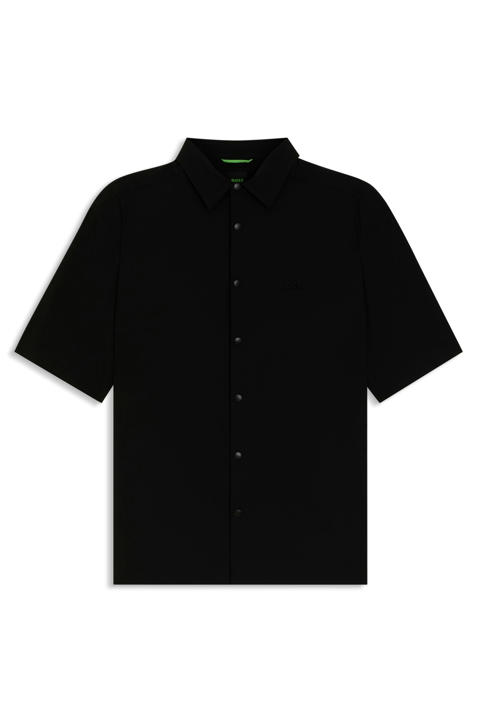 BOSS GREEN Kurzarmhemd Kentkragen, Druckknöpfe, Relaxed Fit