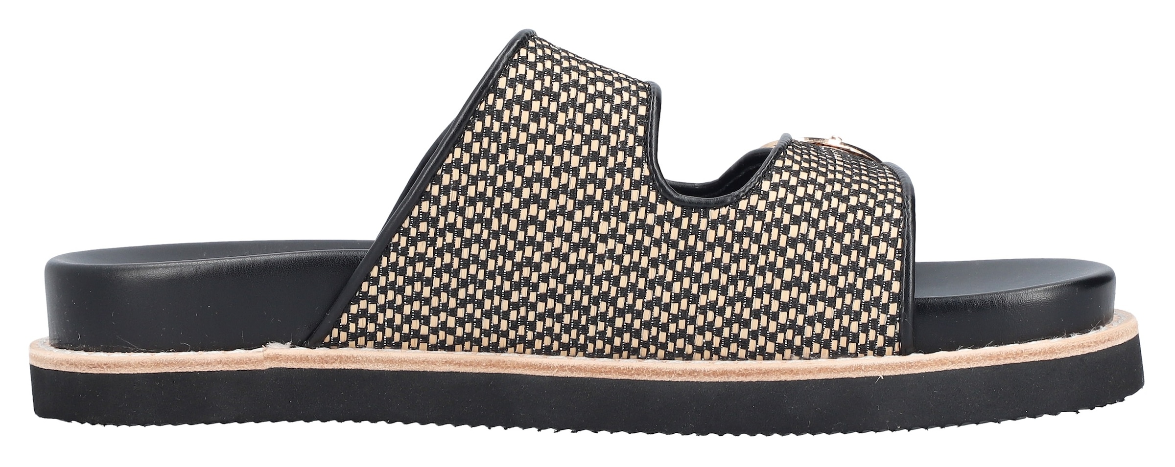 Rieker Pantolette, Sommerschuh, Strandschuh, Urlaubsschuh, Schlappen in Flecht-Optik