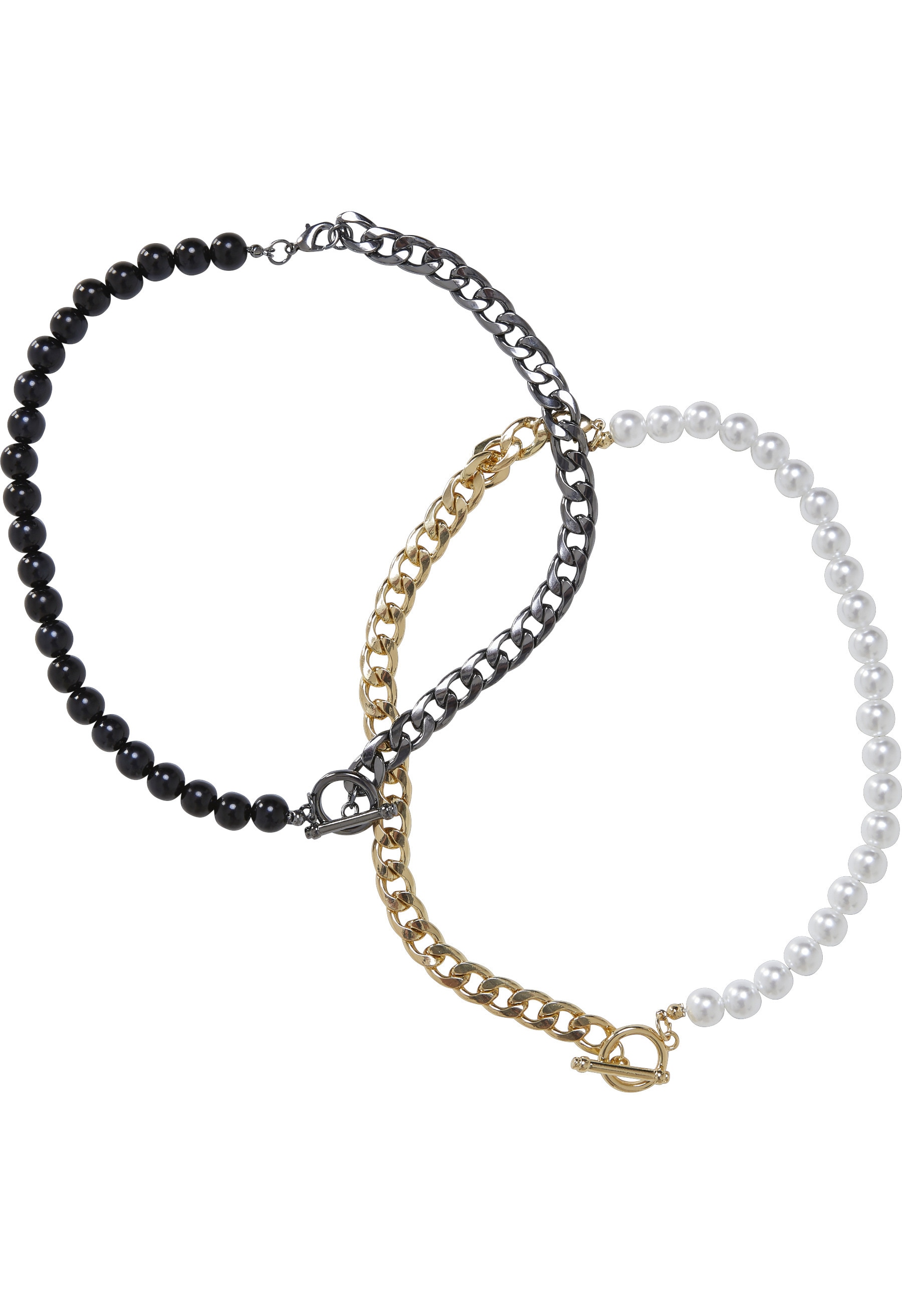 URBAN CLASSICS Schnürsenkel "Urban Classics Unisex Half Pearl Exchangable Necklace 2-Pack"