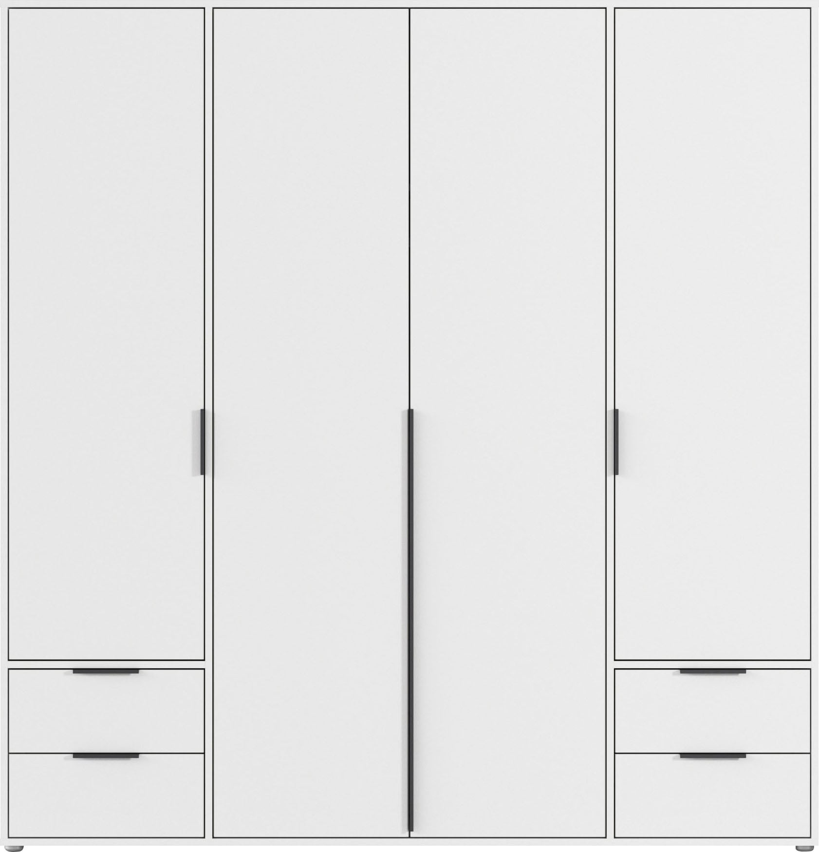 rauch Drehtürenschrank »Kleiderschrank Schrank Garderobe Wäscheschrank NAGATA viel Stauraum«, (in 3 verschiedenen Ausstattungen BASIC/CLASSIC/PREMIUM), mit Schubladen sowie Stangengriffen TOPSELLER MADE IN GERMANY