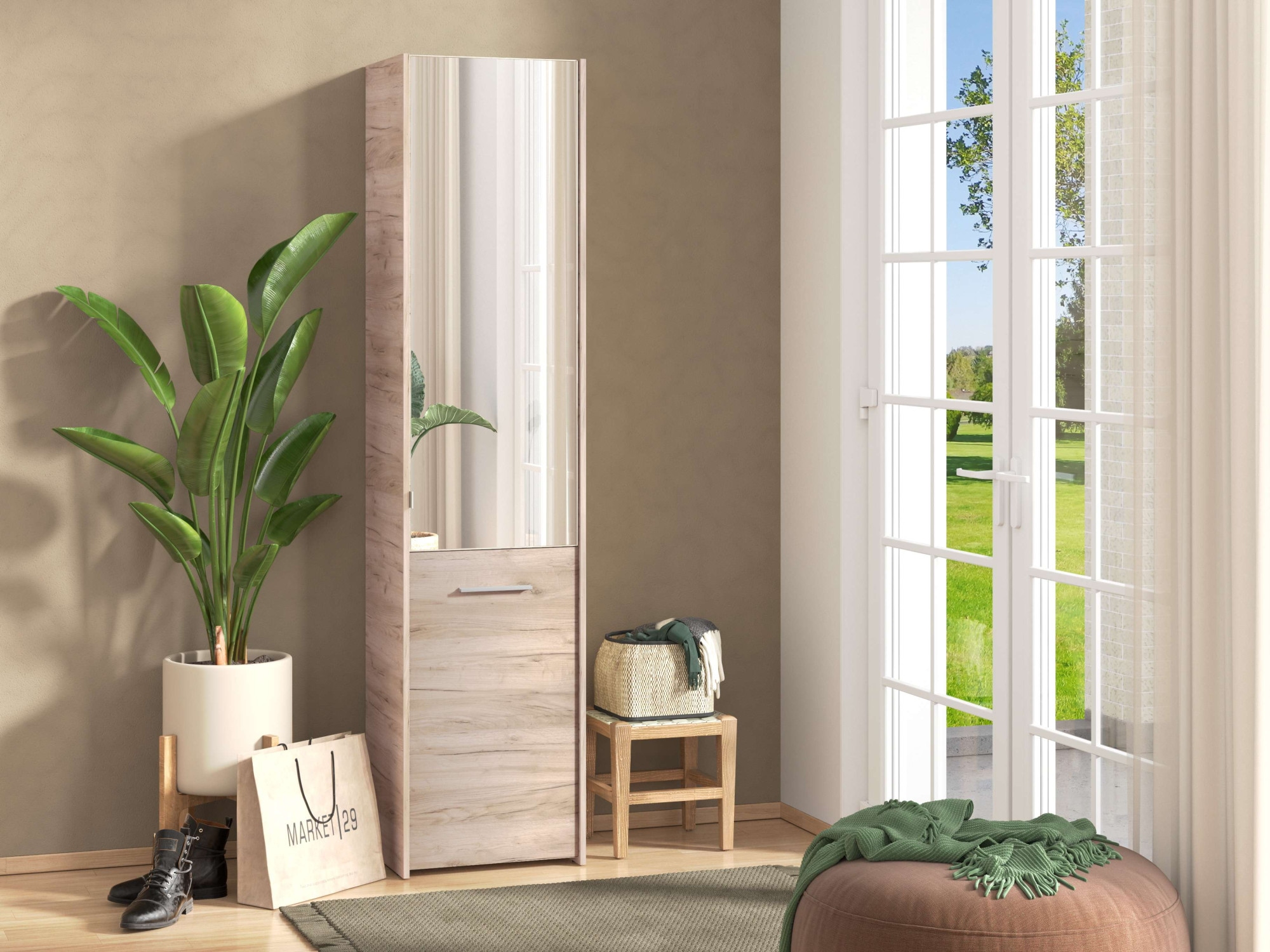 INOSIGN Schuhschrank »Menorca Schuhkommode, Lagerschrank, Schuhregal, Breite 47 cm«, mit zwei Türen, in modernen und eleganten Farben, mit einem Spiegel